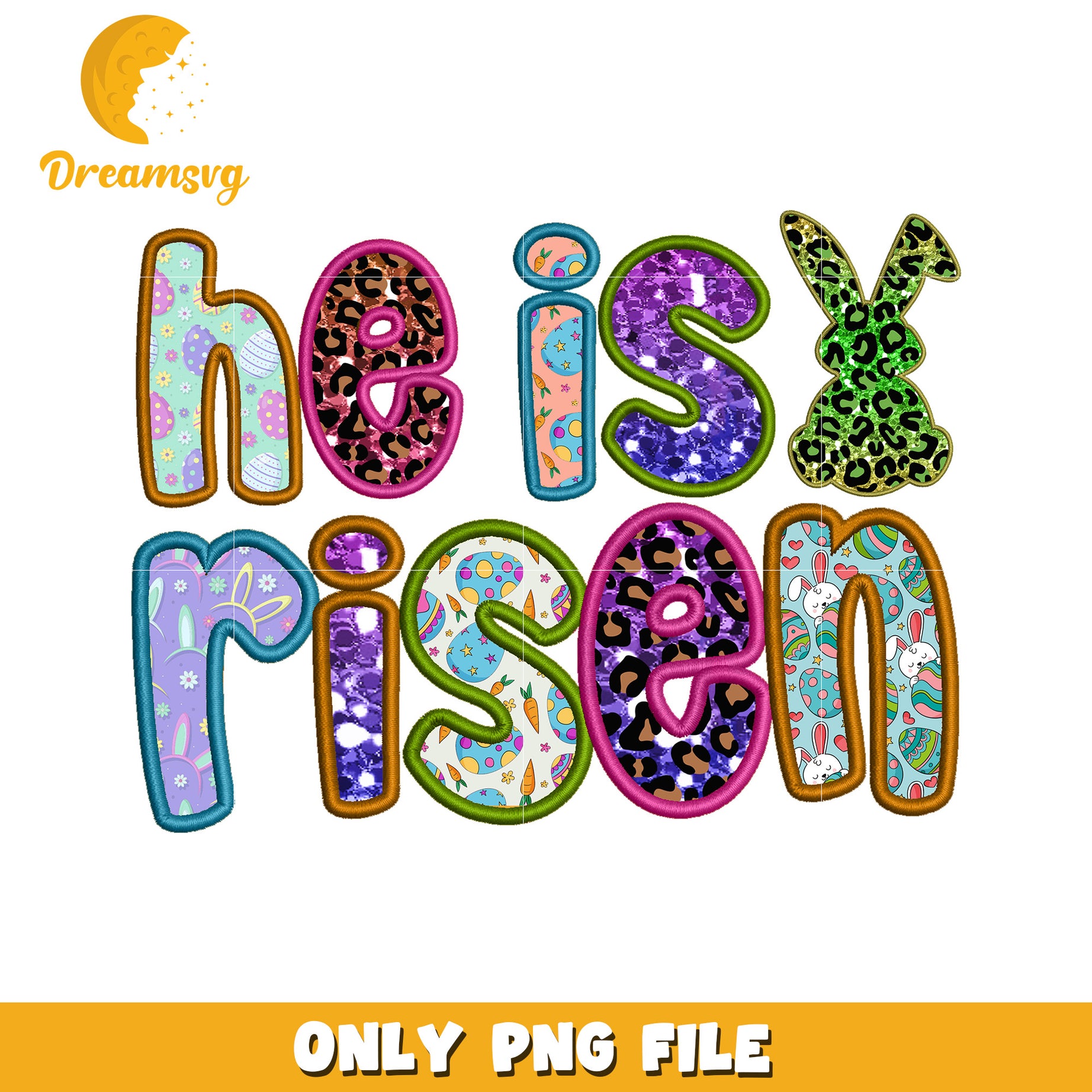 He Is Risen Colorful Easter Bunny PNG Design File