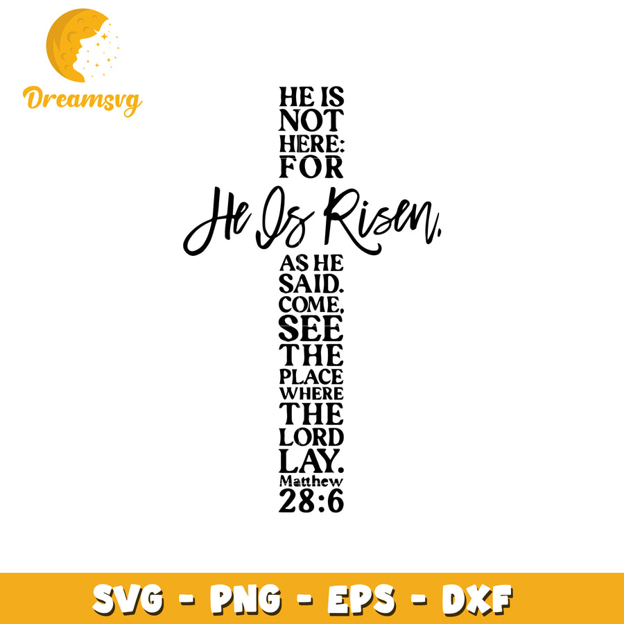 He Is Risen SVG Cut File Easter Matthew 286