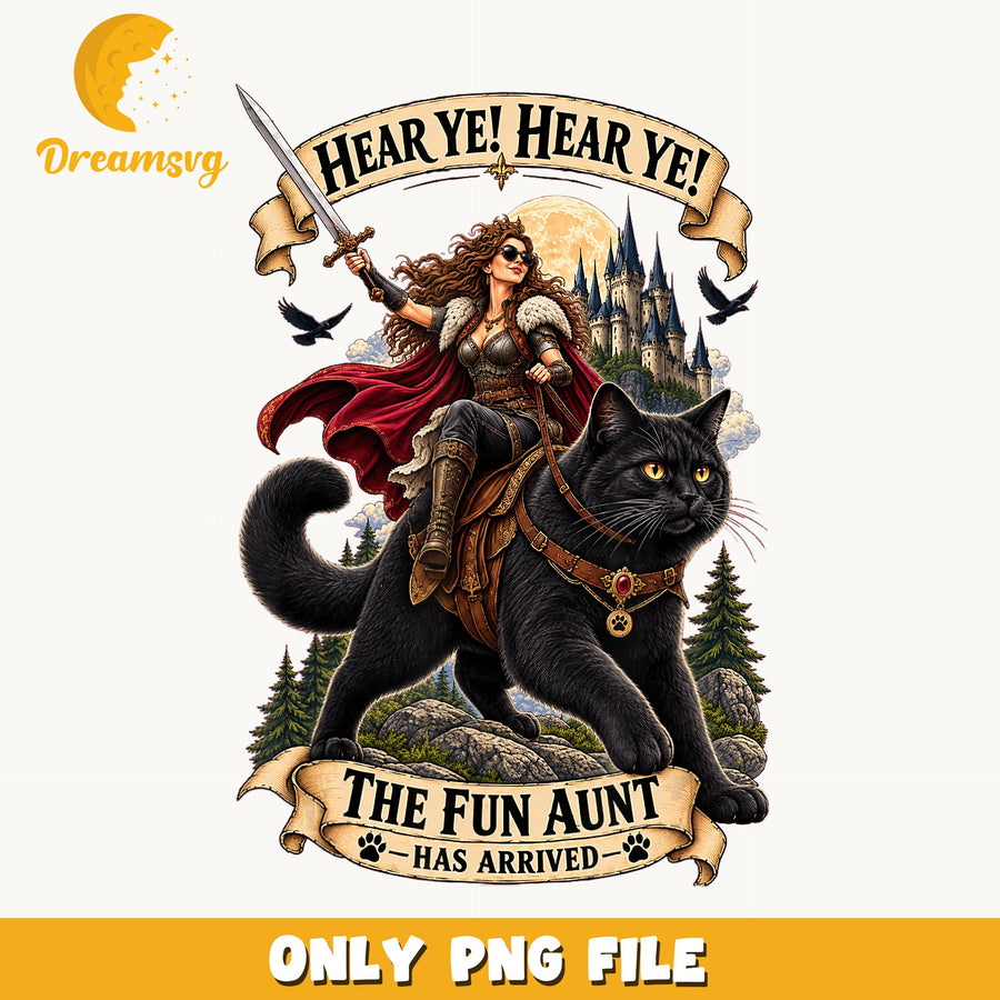 Hear Ye The Fun Aunt Has Arrived PNG, Cat Rider, Fantasy PNG