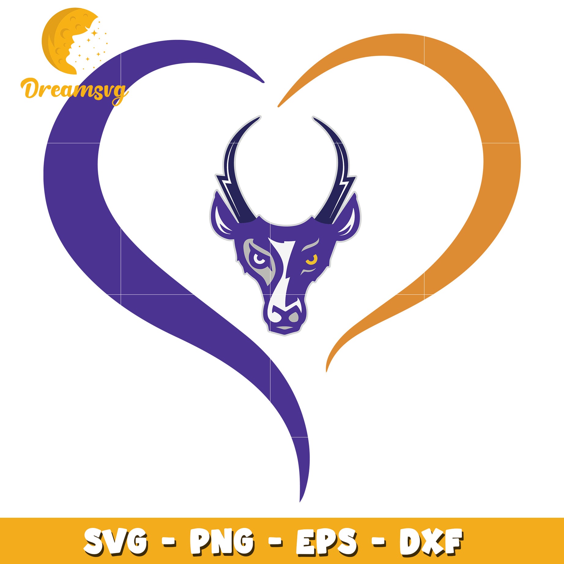 Heart Antelope SVG PNG EPS DXF Cut File