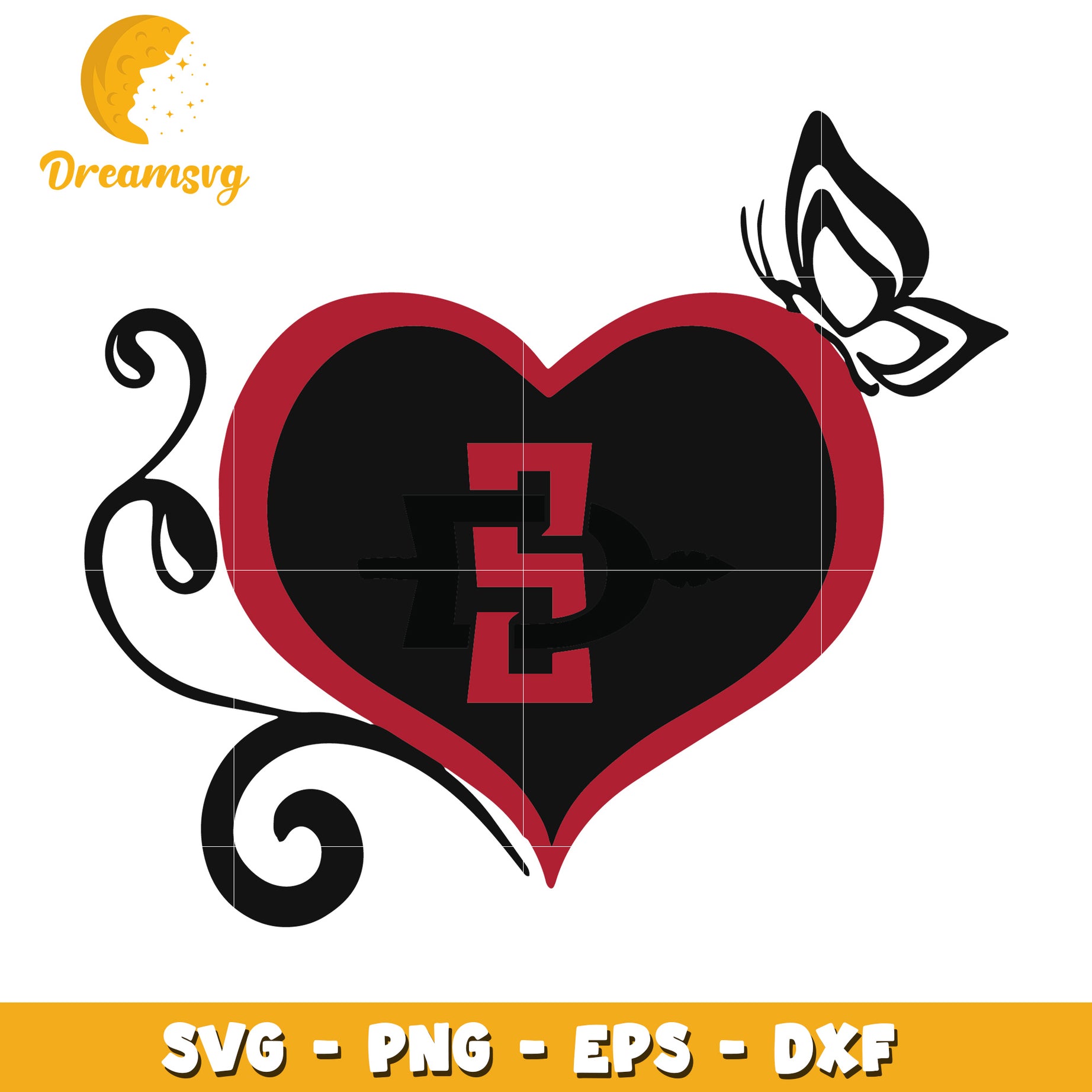 Heart Butterfly SVG PNG EPS DXF