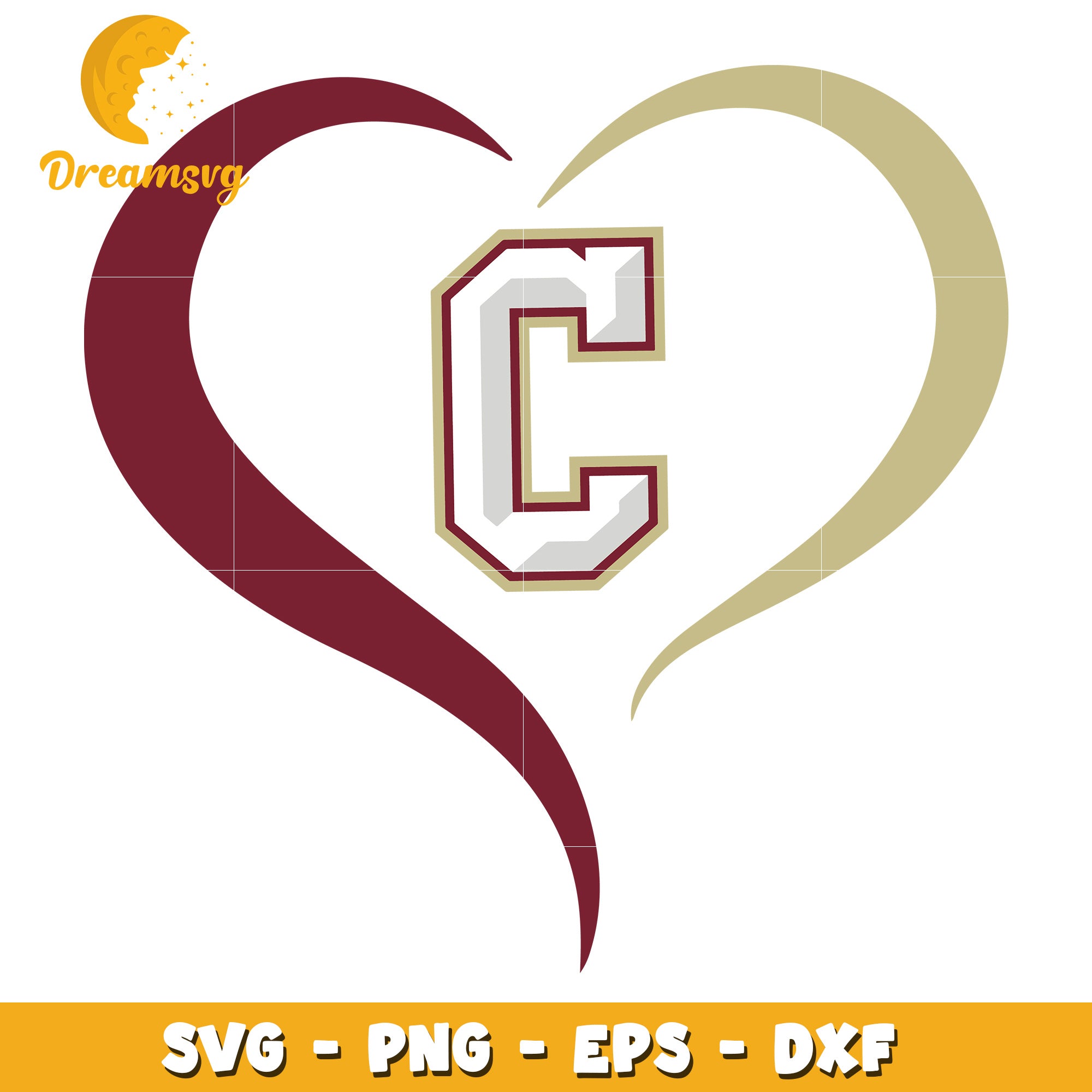 Heart C SVG PNG EPS DXF Cut File