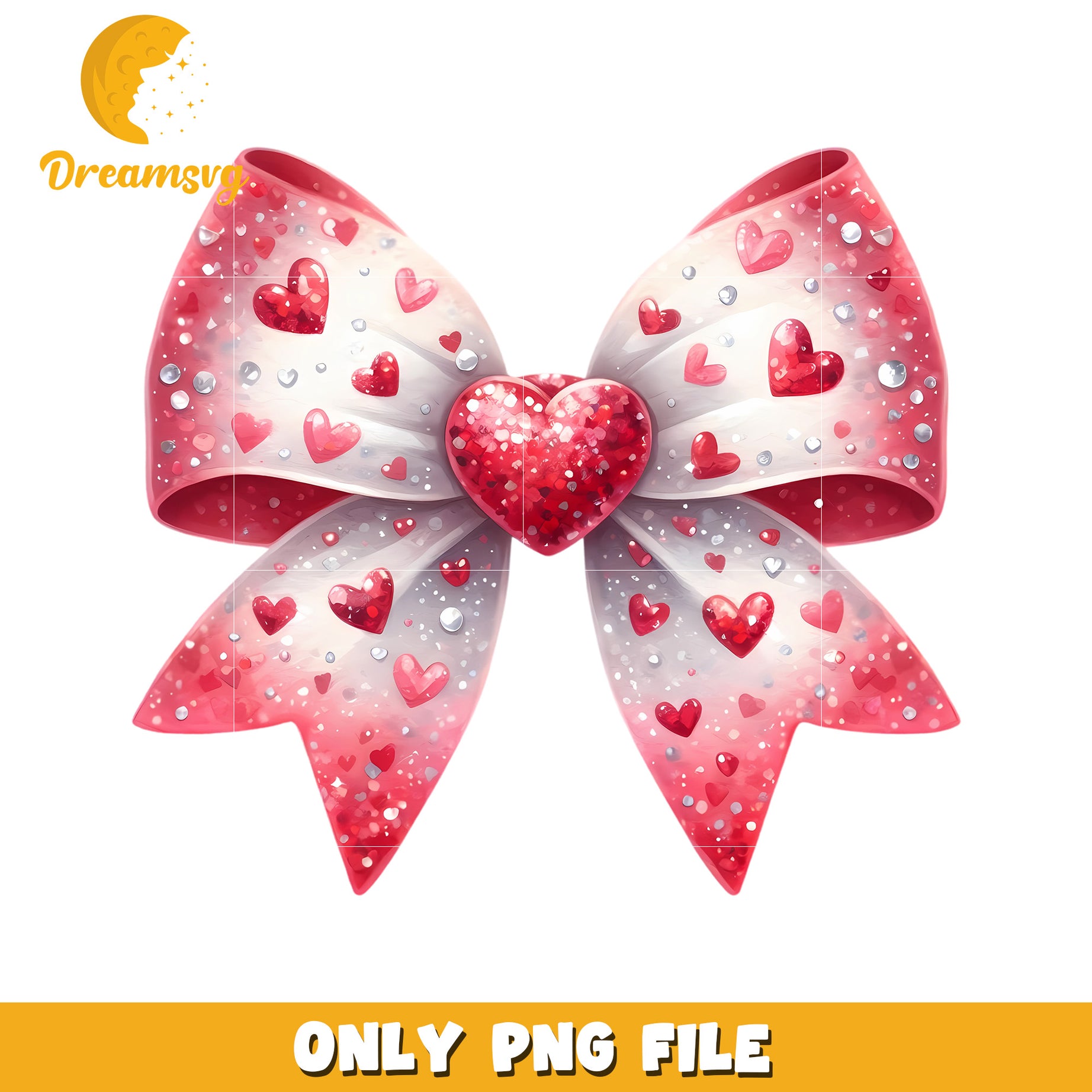 Heart Decorated Bow PNG for Crafting and Design Use