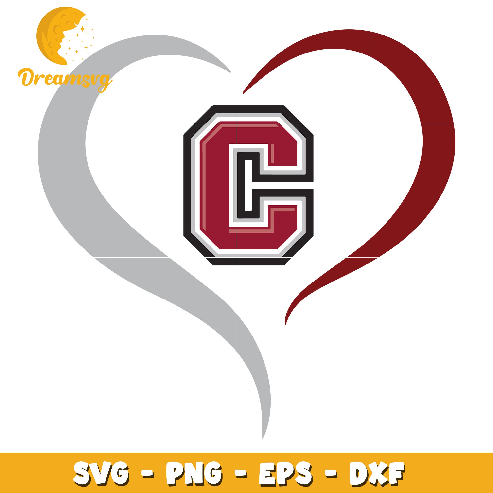 Heart Design with C Logo SVG File for Craft Projects and More