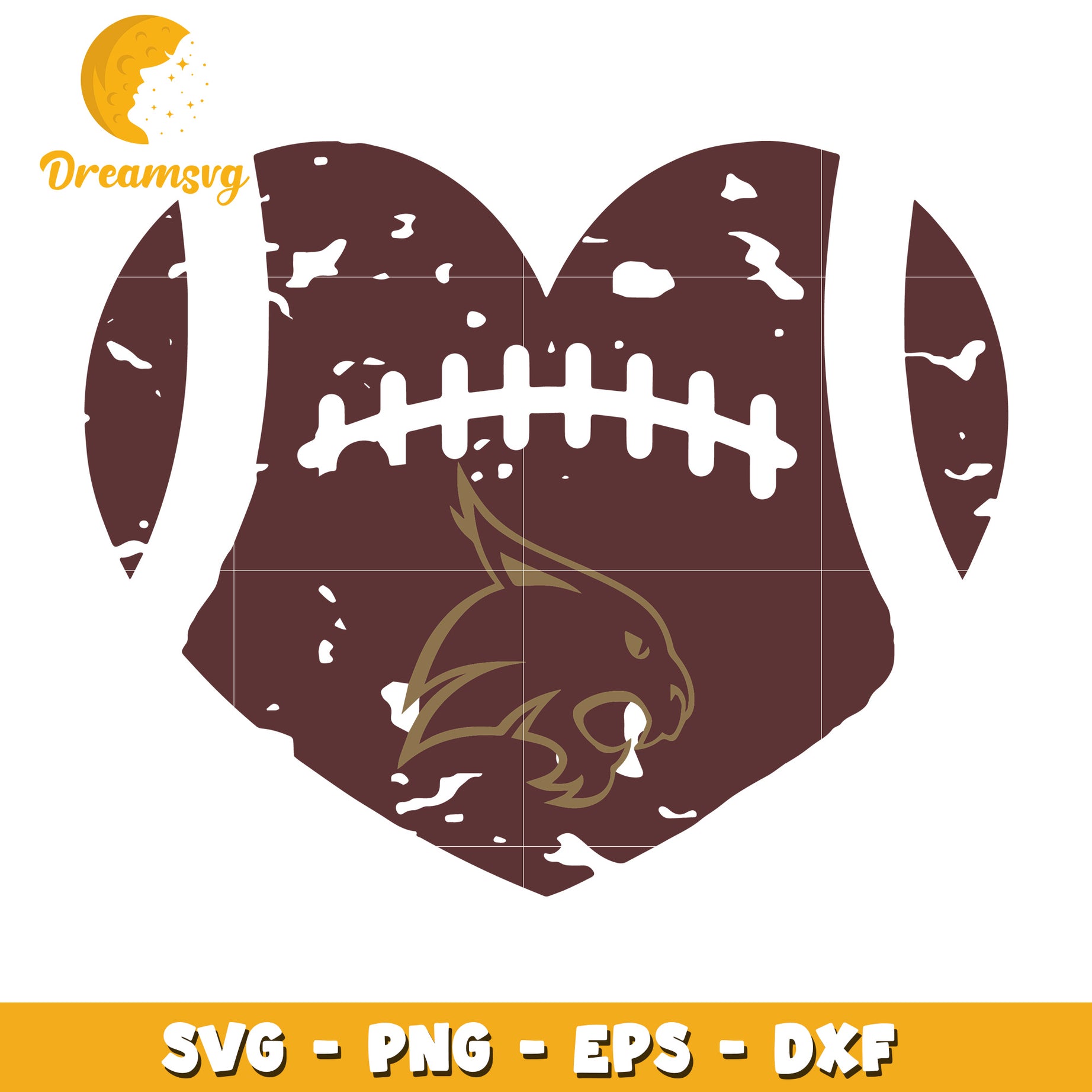 Heart Football Wildcat SVG PNG EPS DXF