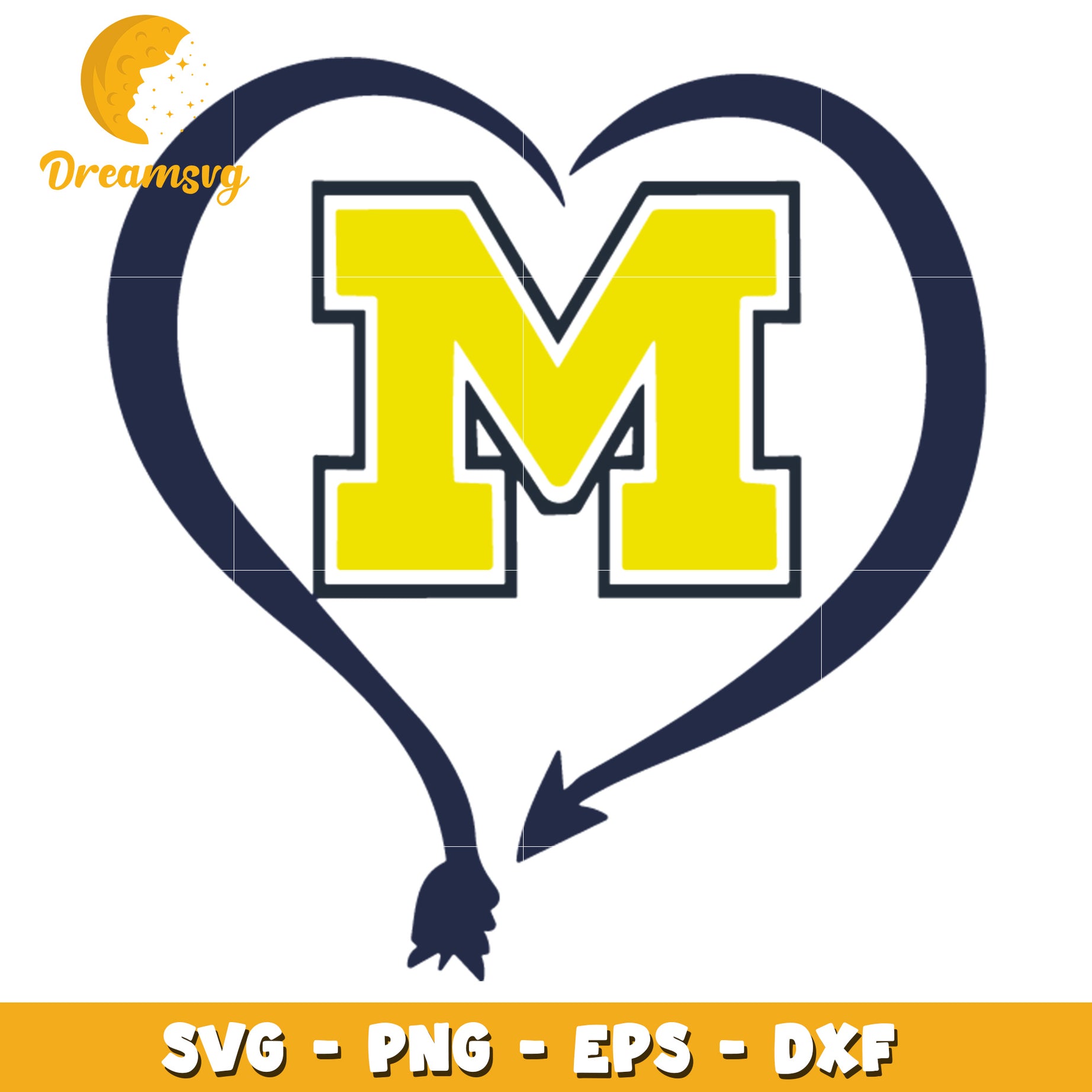 Heart M Letter SVG PNG EPS DXF Cut File