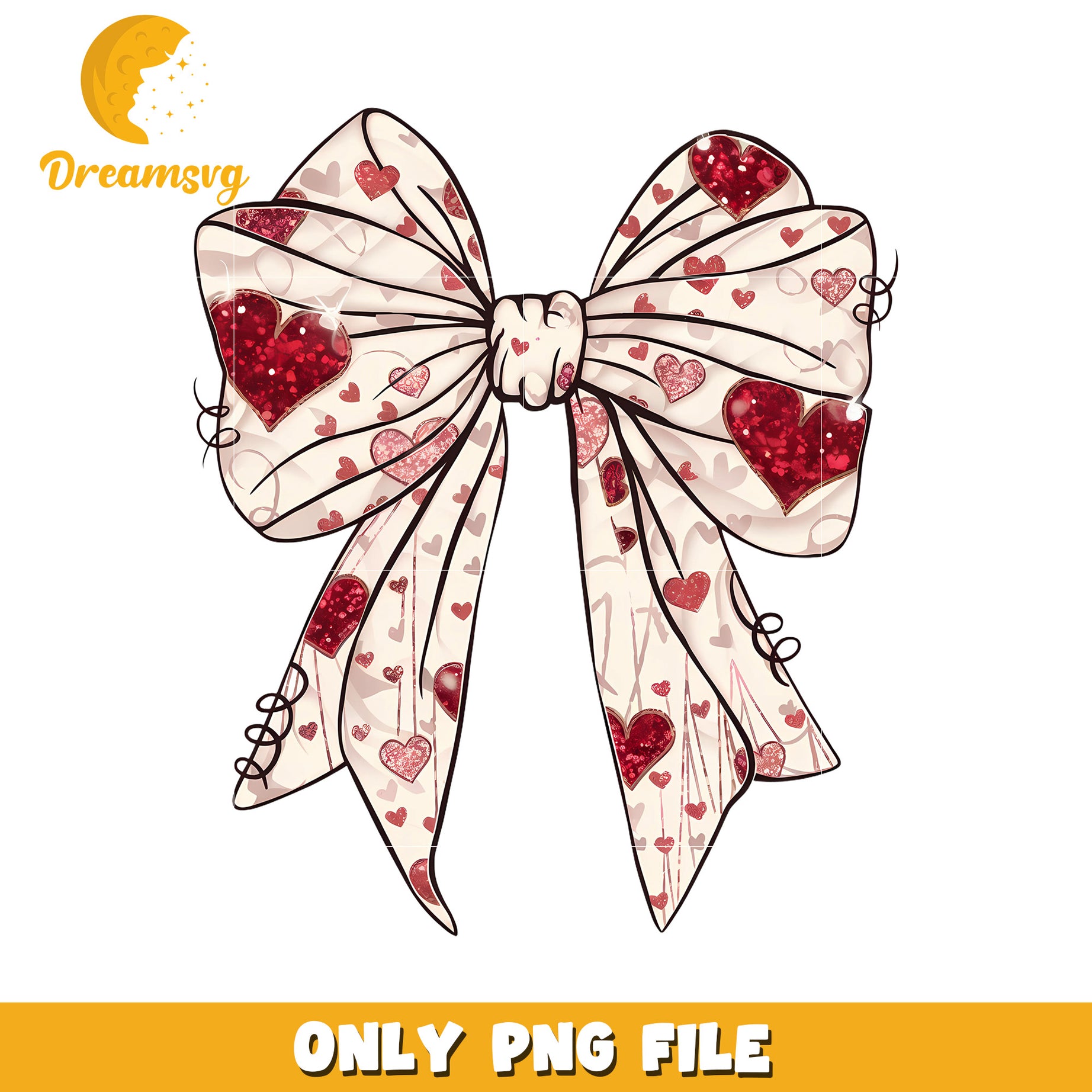 Heart Pattern Bow PNG File for Craft Projects Decor