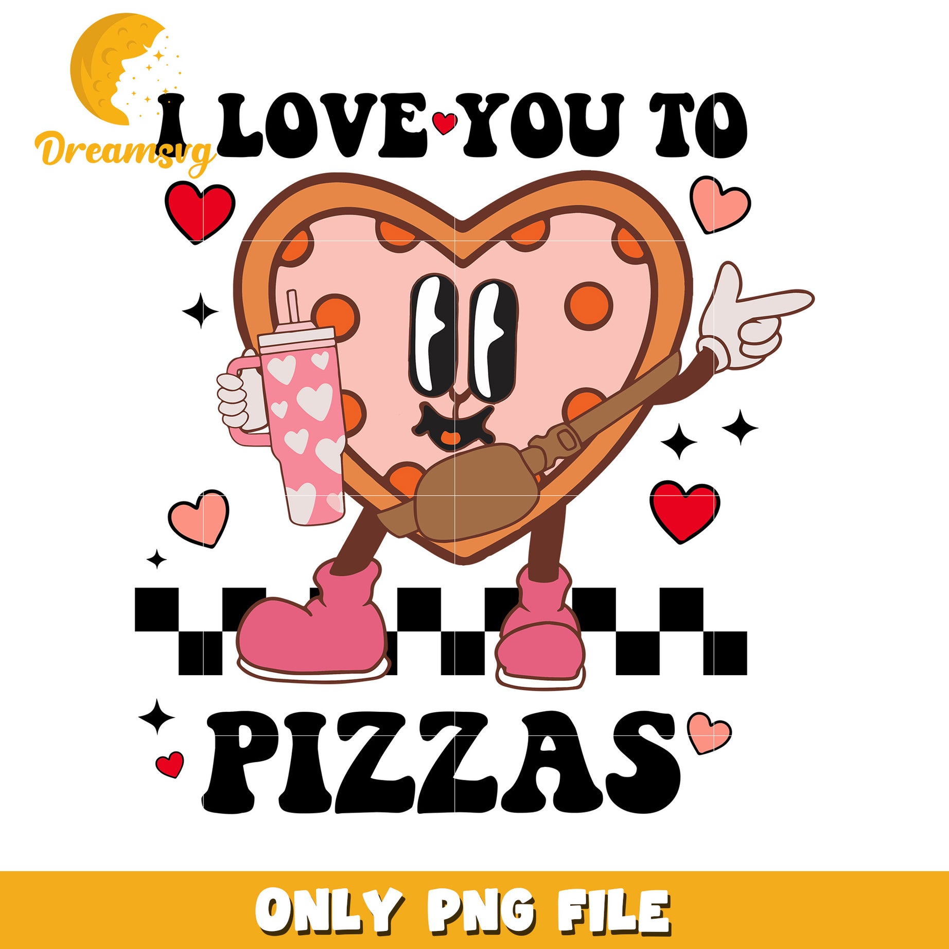 Heart Pizza PNG Valentines Design