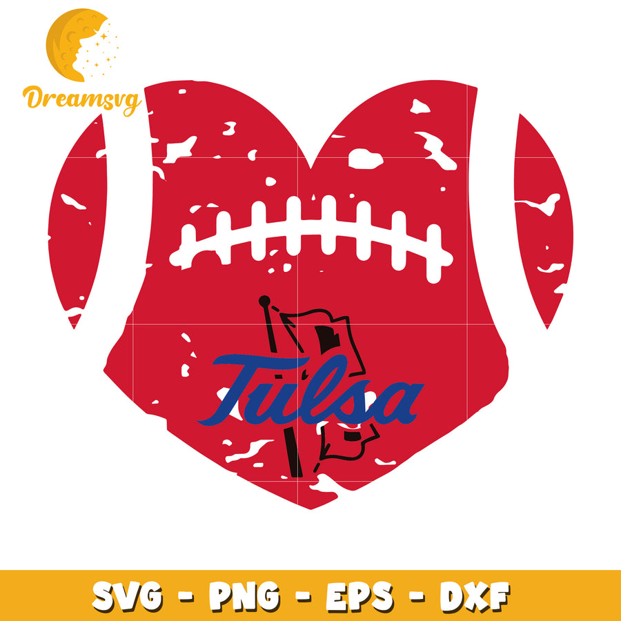 Heart Shaped Football SVG Design with Tulsa Graphics for Fans