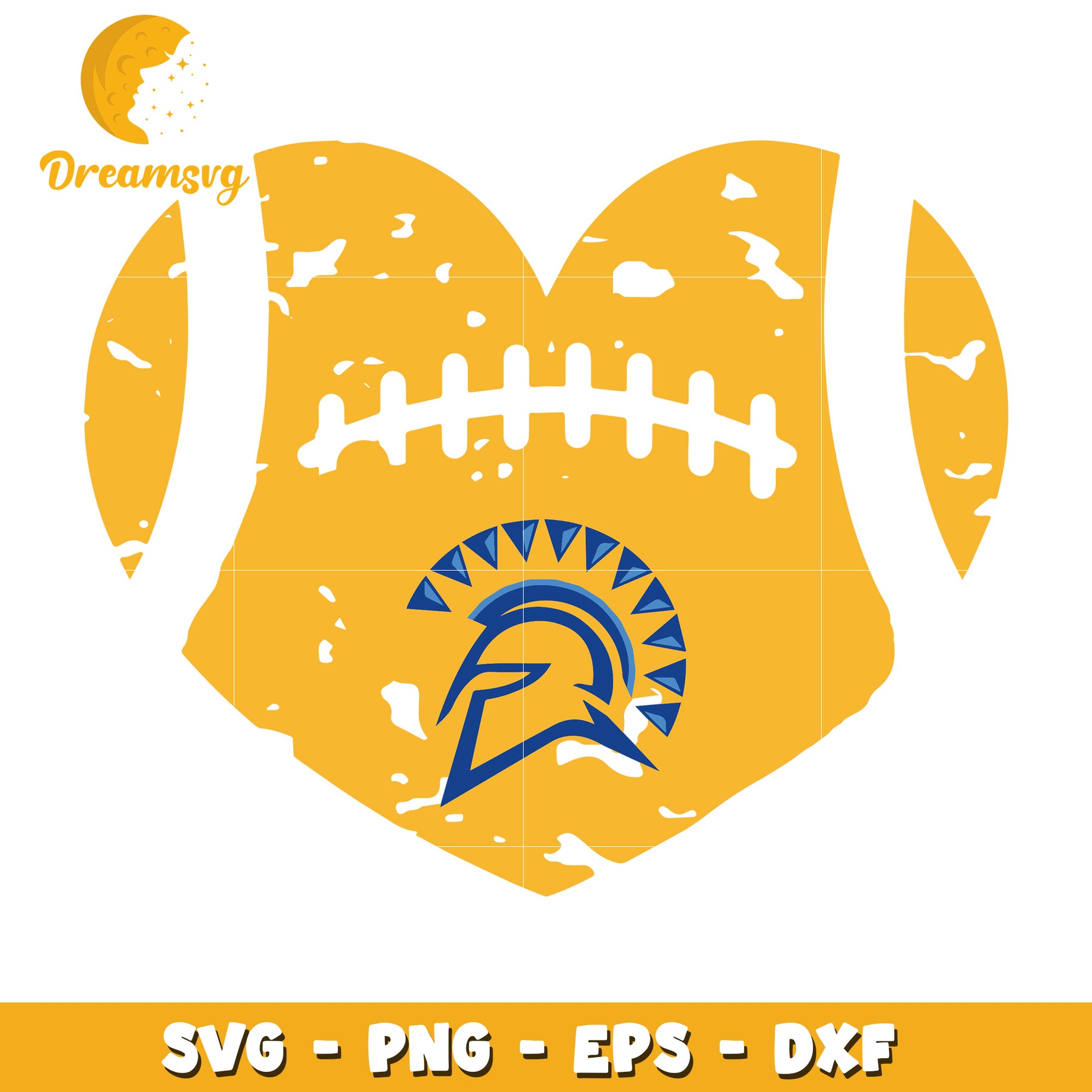 Heart Shaped Football SVG with Spartan Logo for Crafts