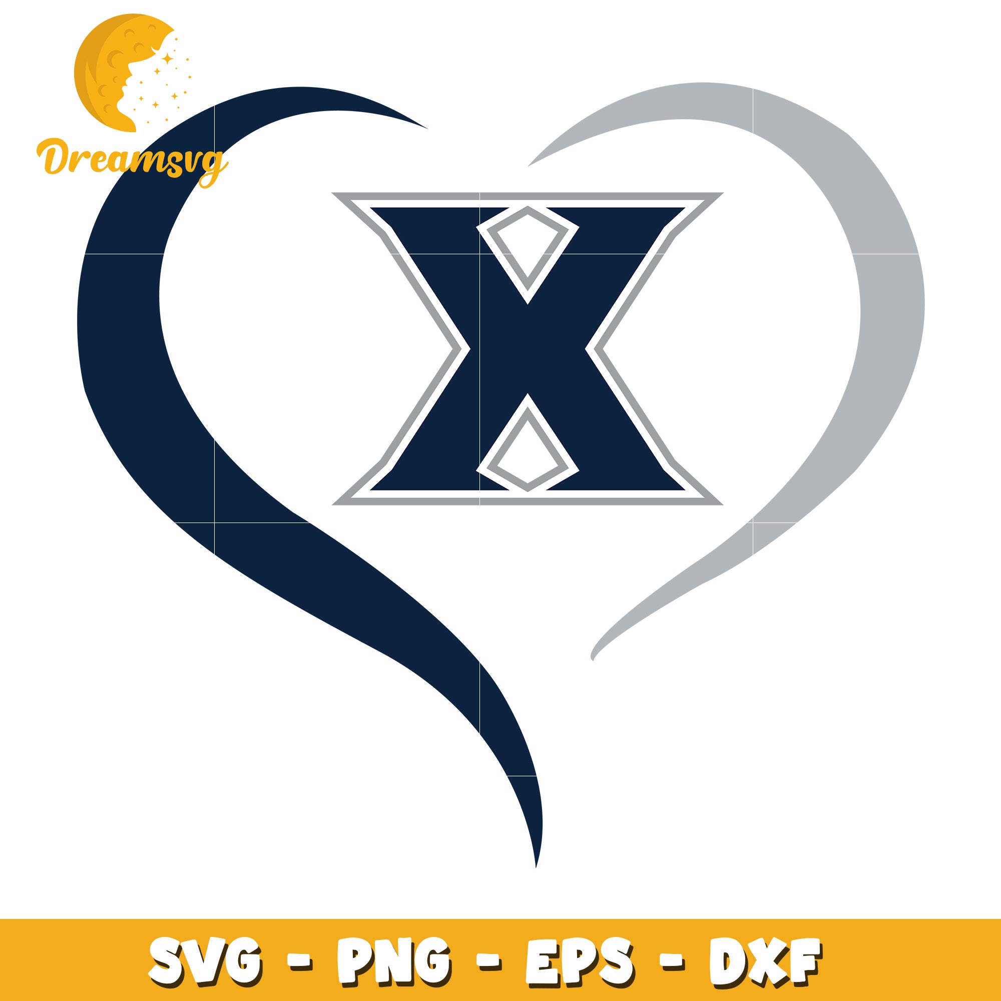 Heart X Letter SVG PNG EPS DXF Cut File