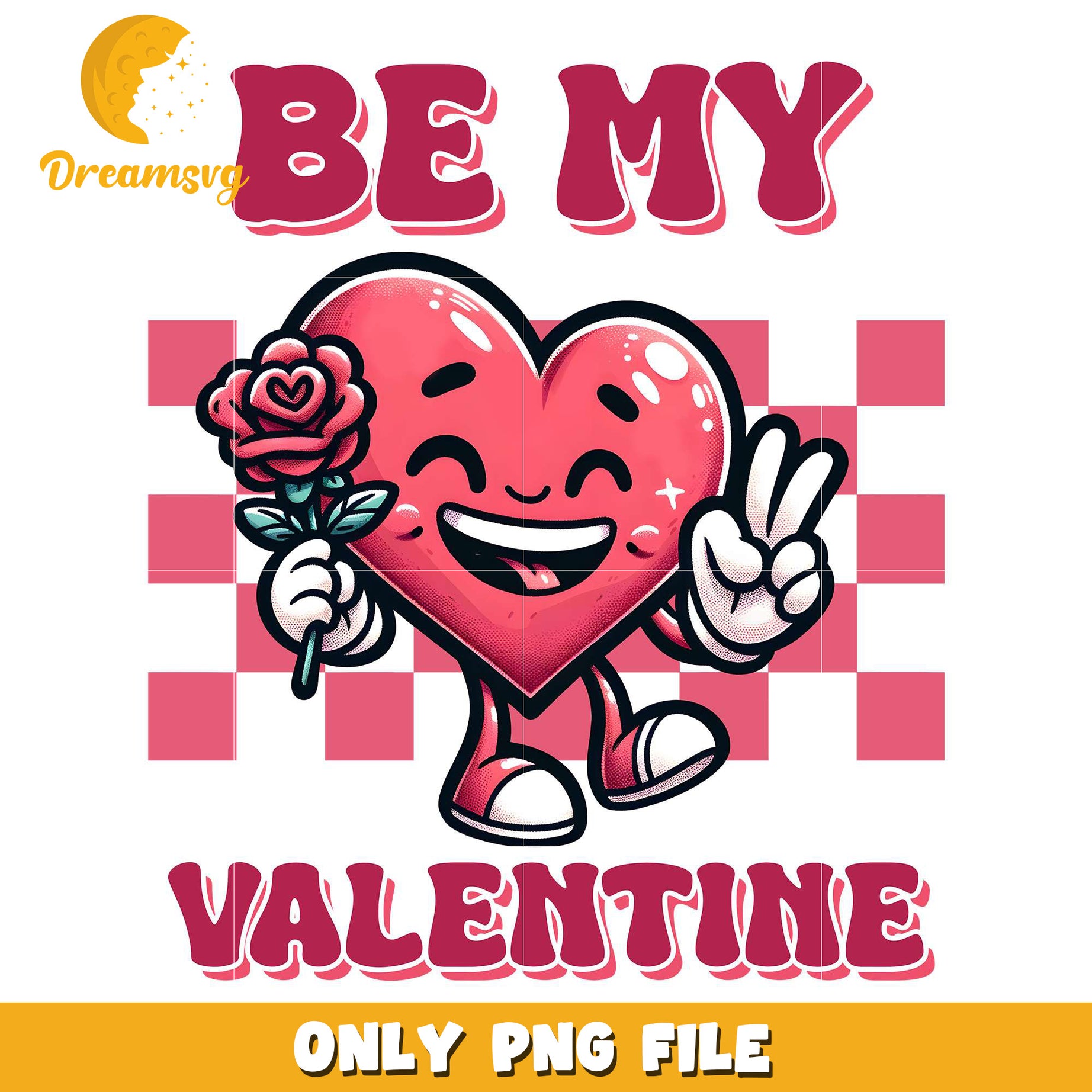 Heart and rose be my valentine png, valentine heart png