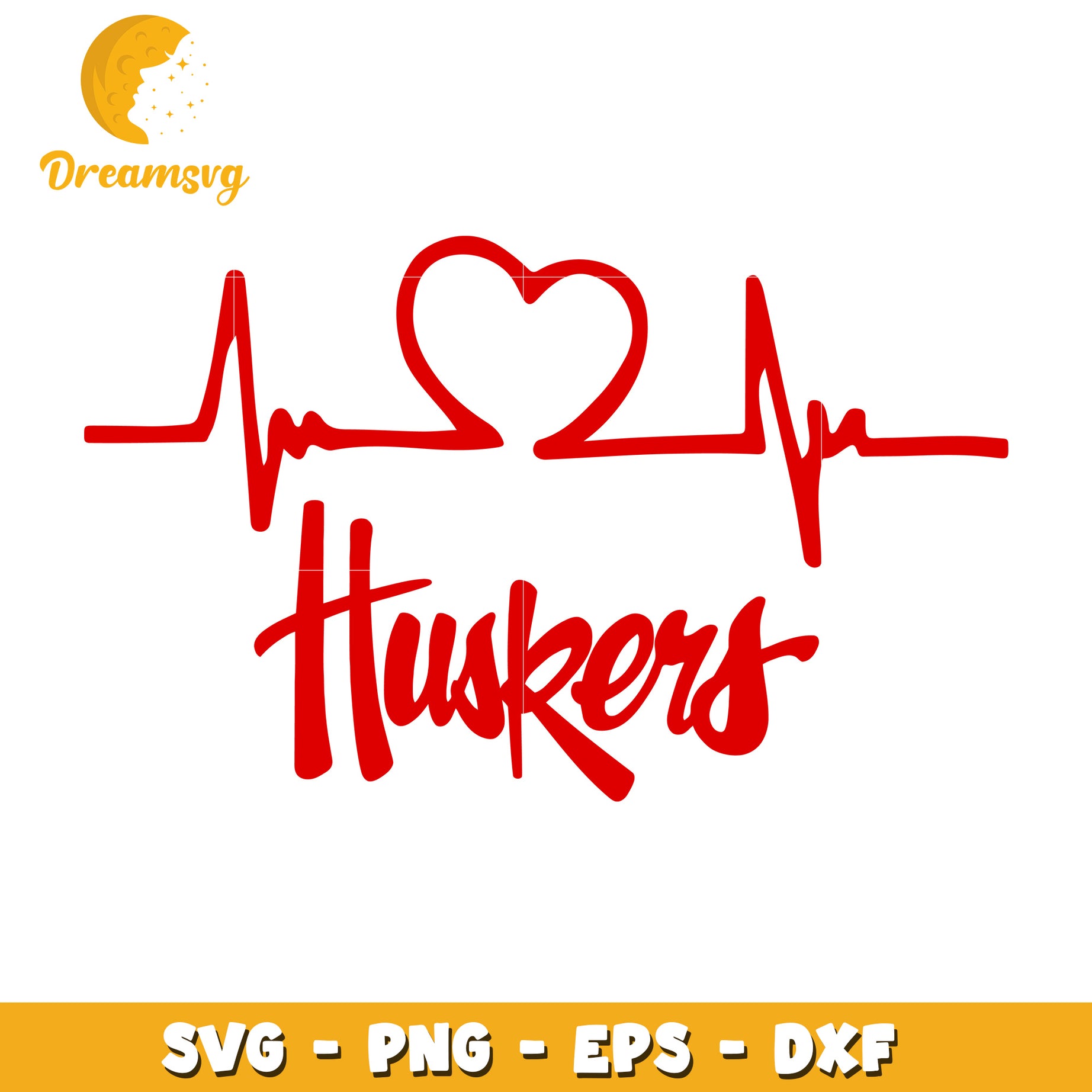 Heartbeat Love for Huskers SVG Design for Fans and Crafters