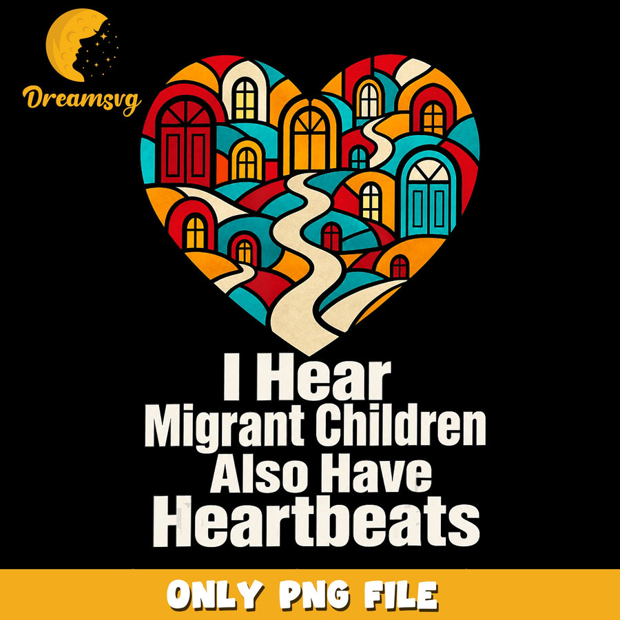 Heartbeat Awareness PNG, Migrant Children Design