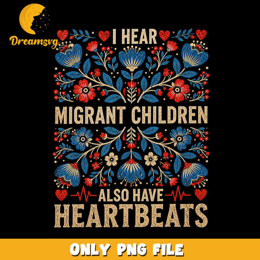 Heartbeat Awareness PNG, Migrant Kids Design