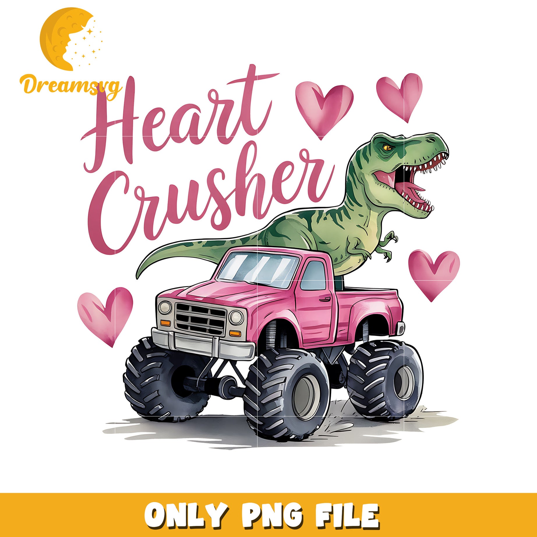 Heart crusher dinosaur and truck png, crush png, valentine png