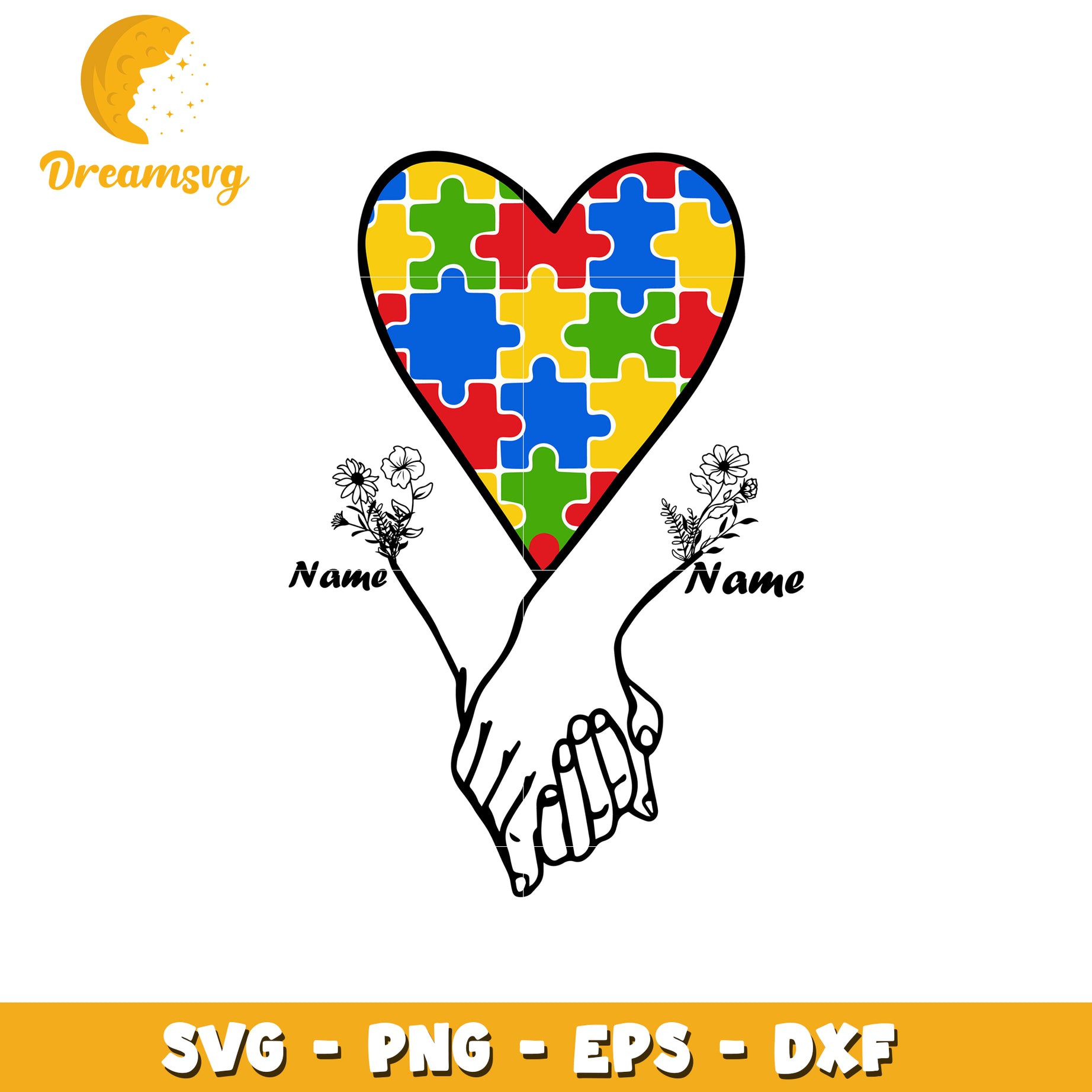 Heart hand autism svg, you and me svg, love each othe svg