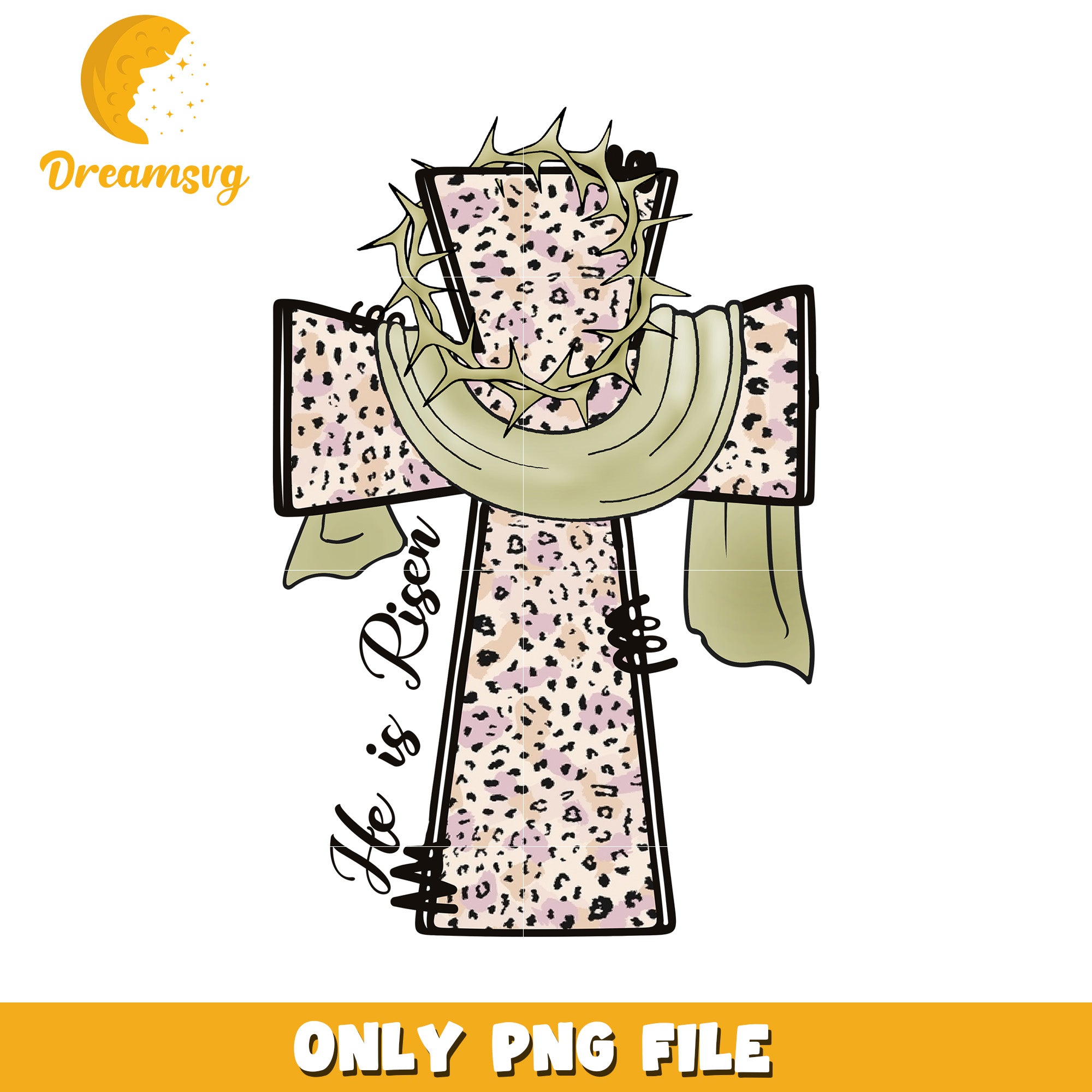 He is Risen Cross Graphic Design PNG for Easter Decor