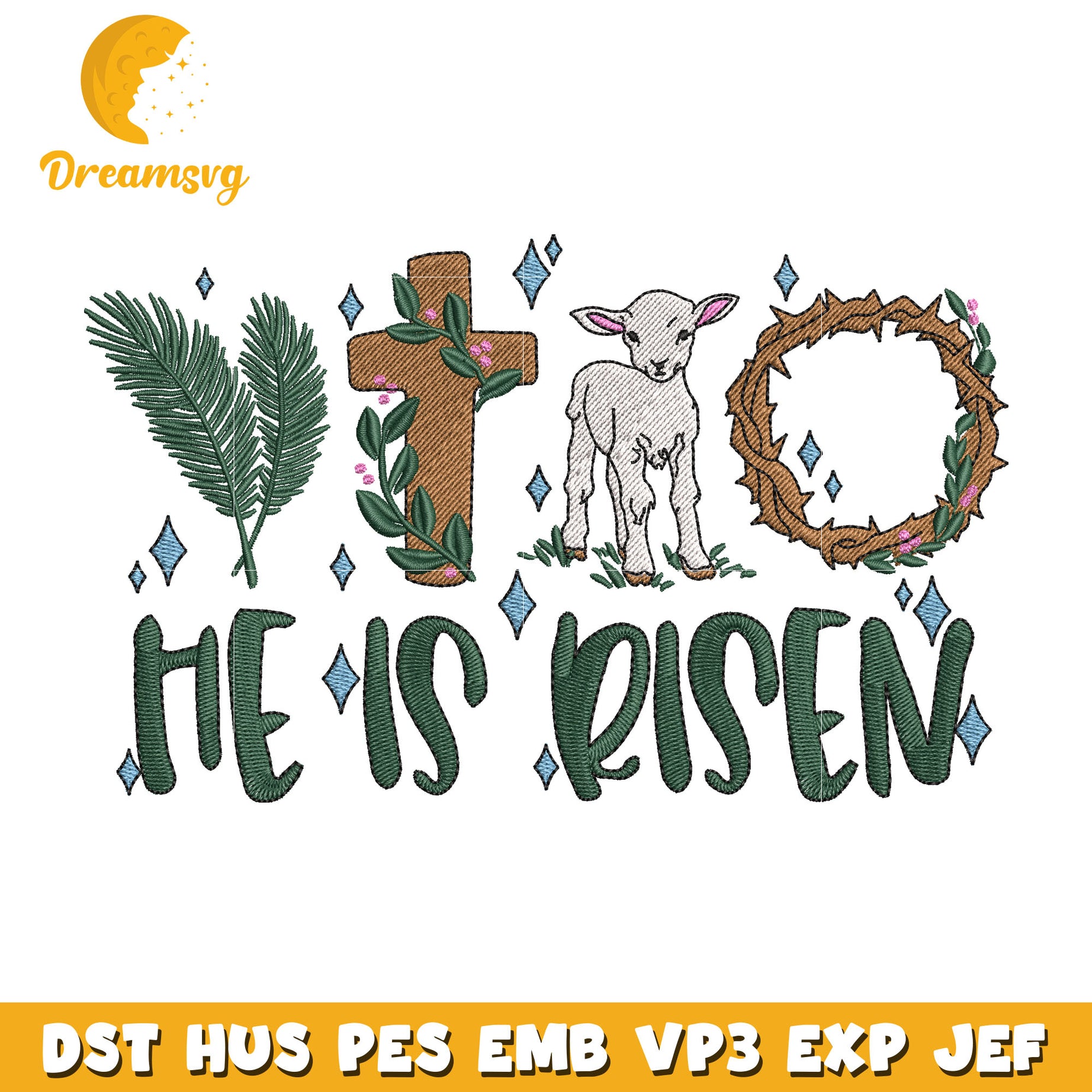 He is risen logo embroidery design