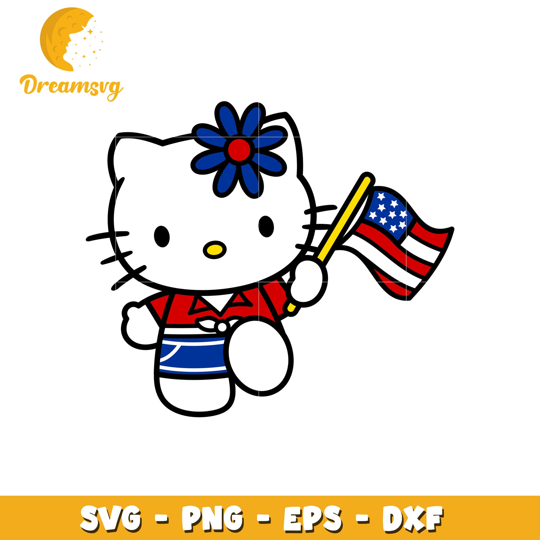 Hello Kitty 4th of July SVG Cut File