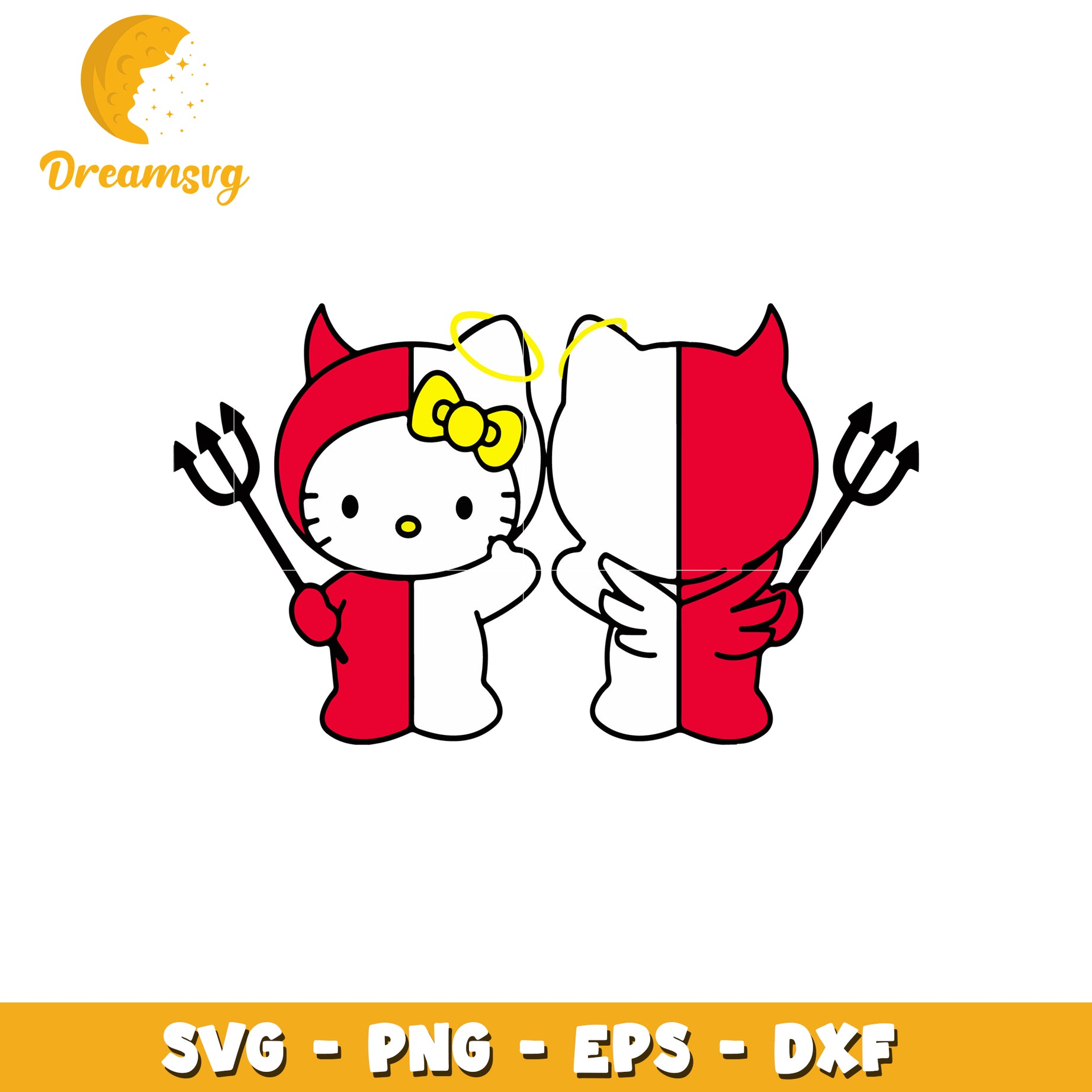 Hello Kitty Angel Devil SVG PNG EPS DXF