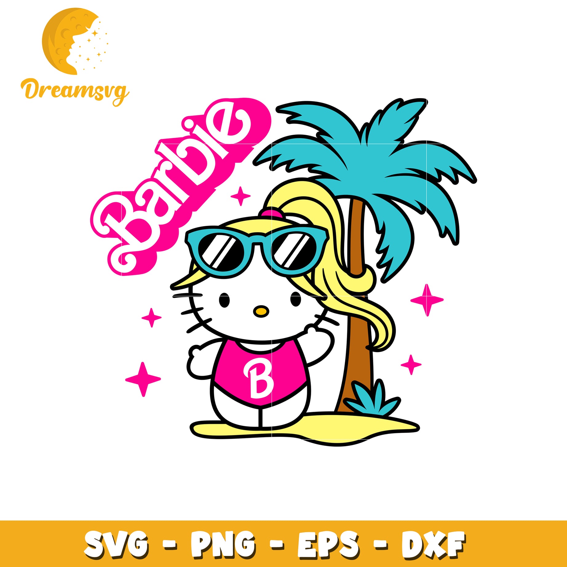 Hello Kitty Barbie Beach SVG PNG EPS DXF