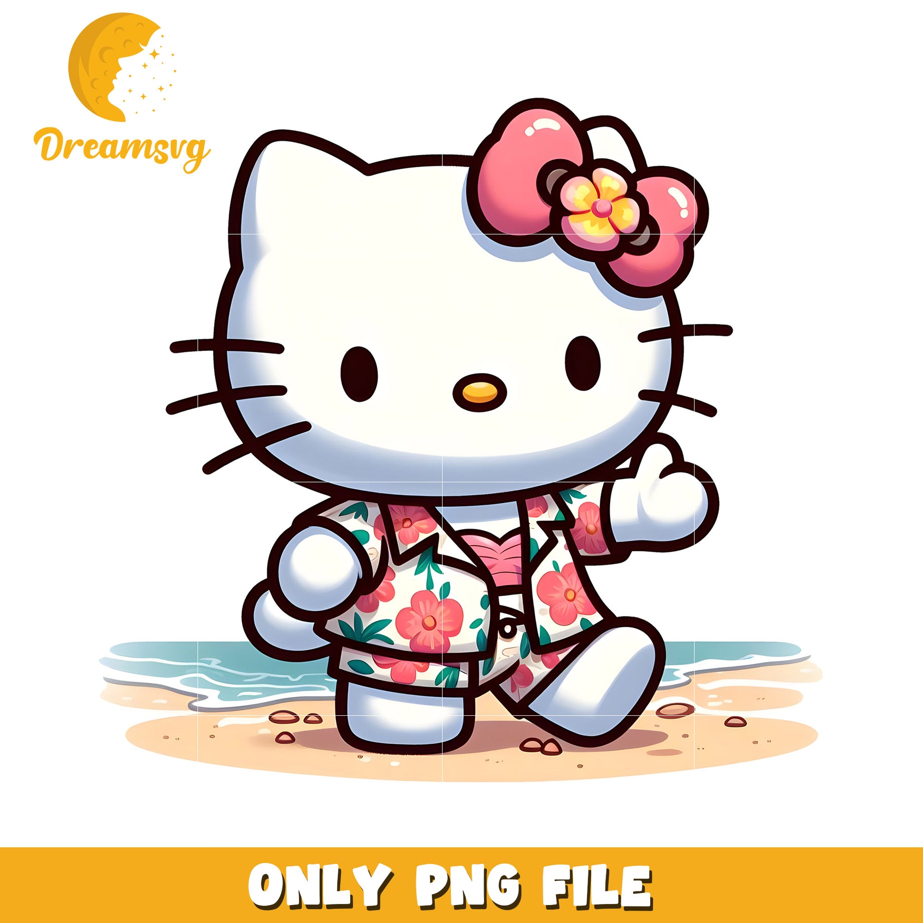 Hello Kitty Beach PNG Cute Summer Clipart
