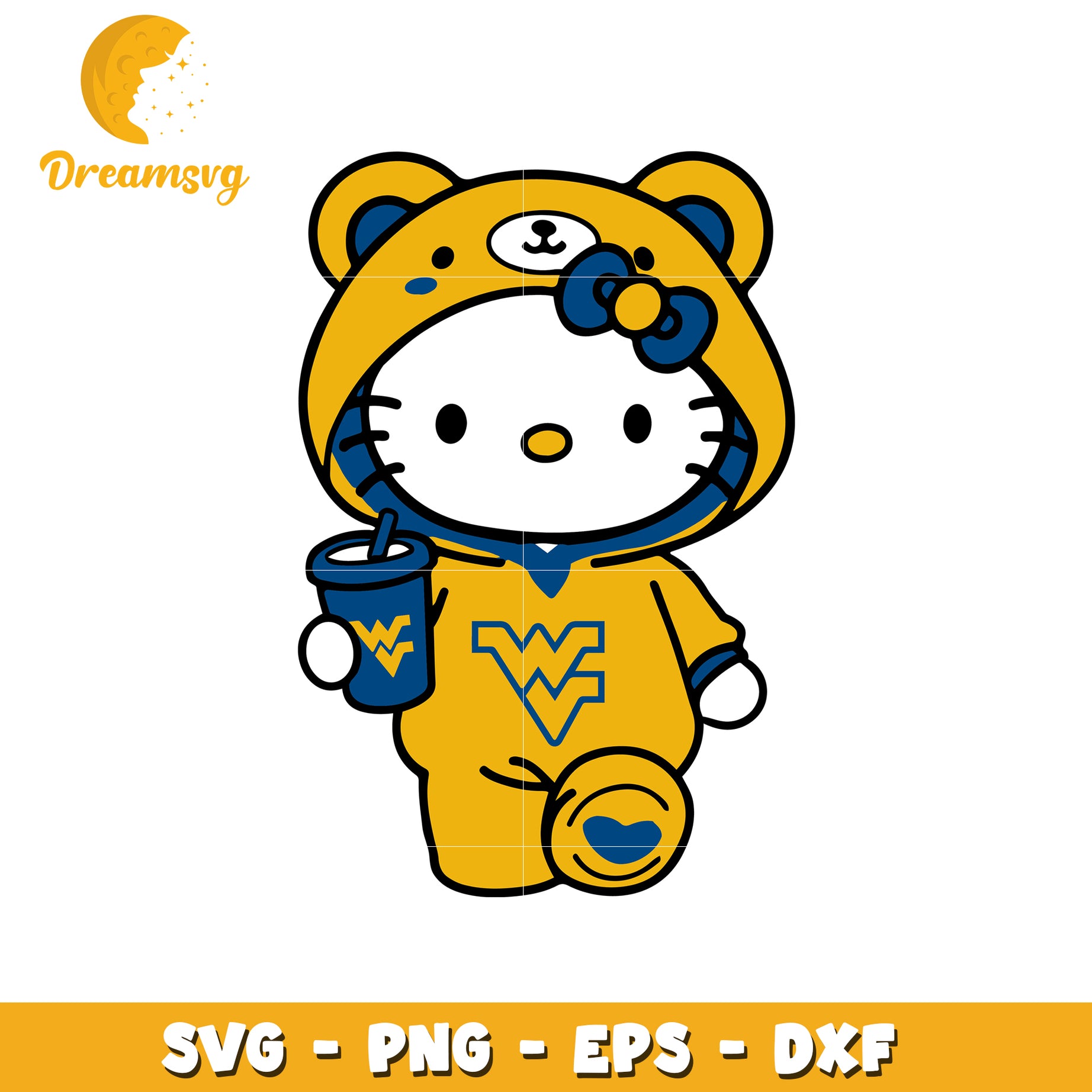 Hello Kitty Bear SVG Design for West Virginia Fans
