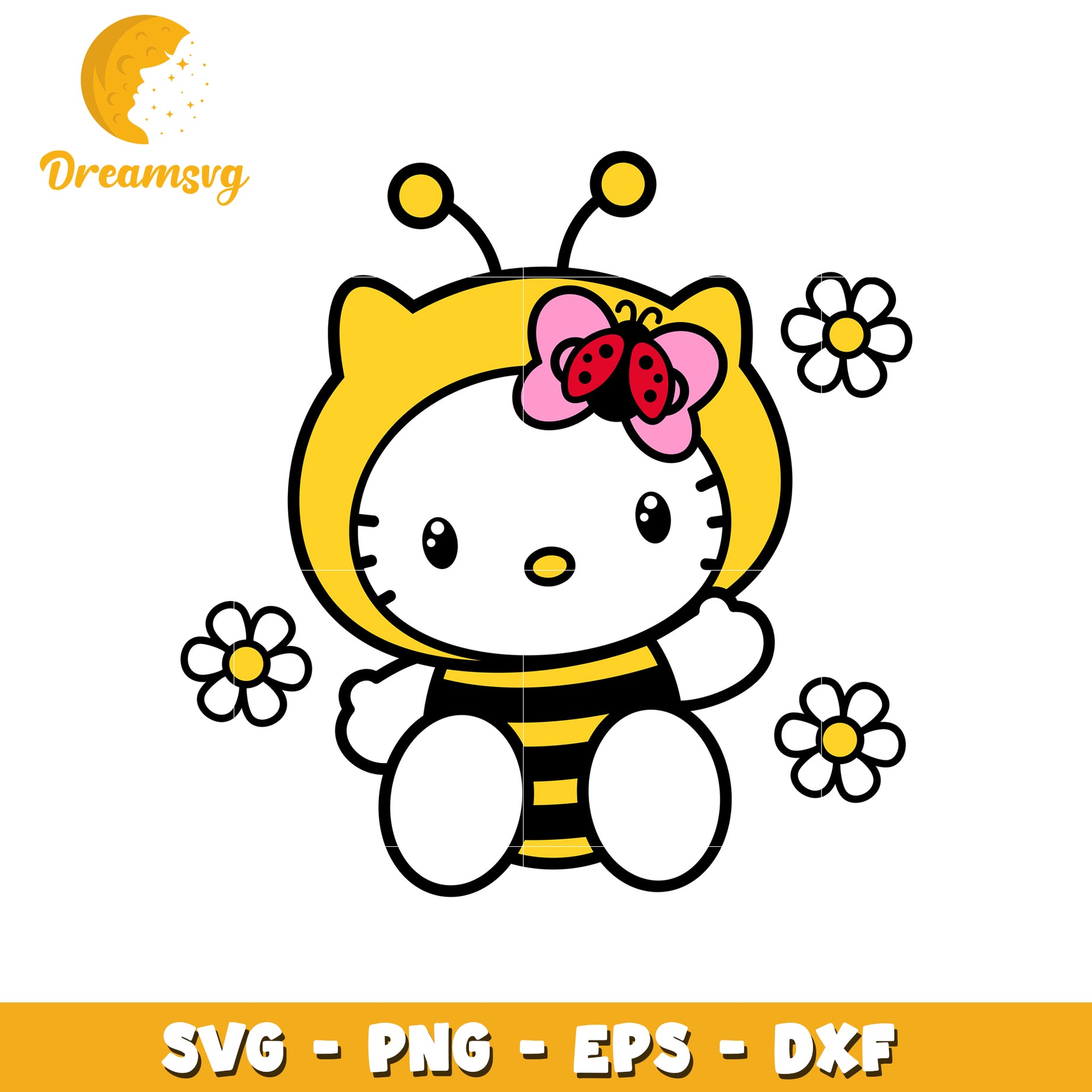 Hello Kitty Bee SVG Cut File PNG EPS DXF