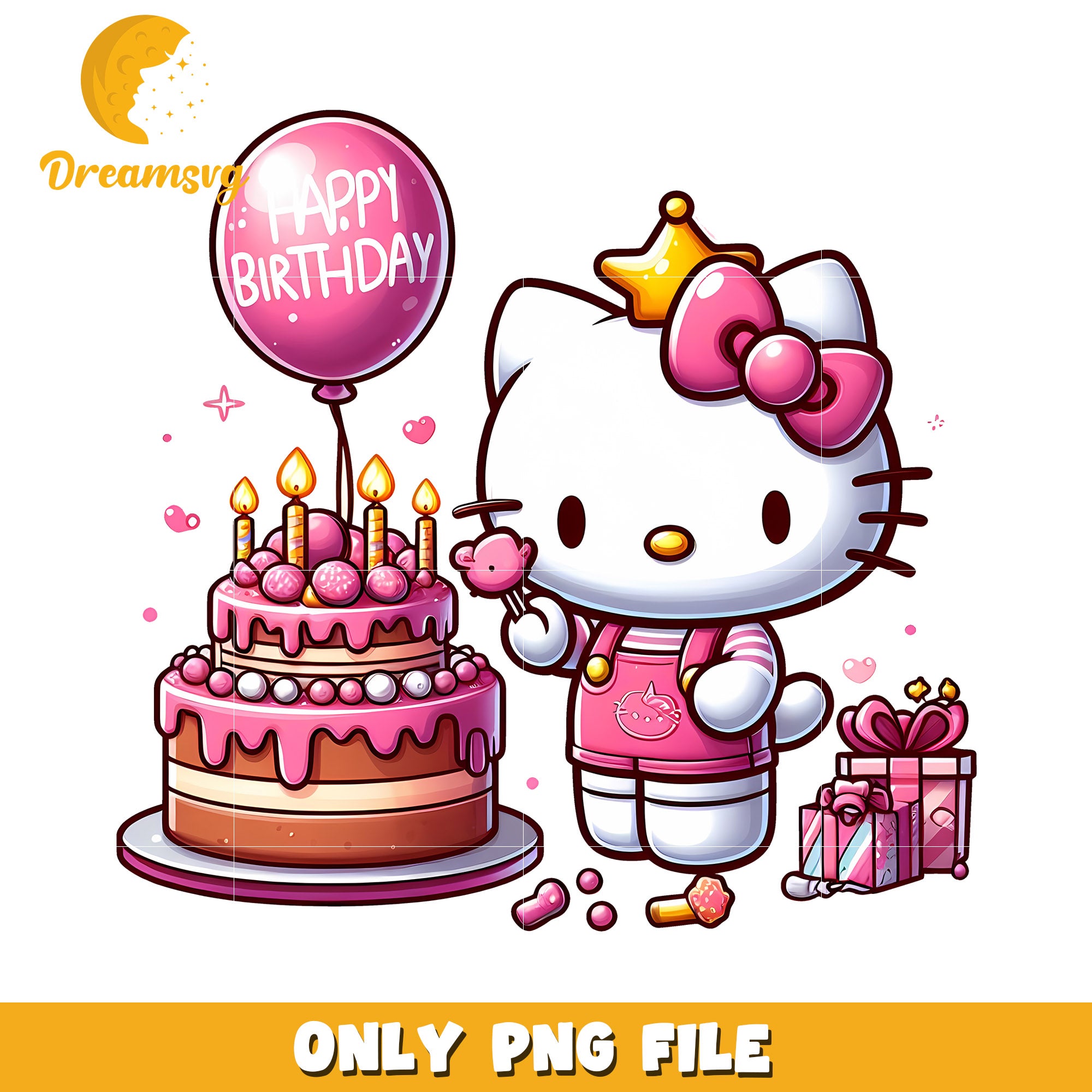 Hello Kitty Birthday PNG Cake & Gifts – DreamSVG Store