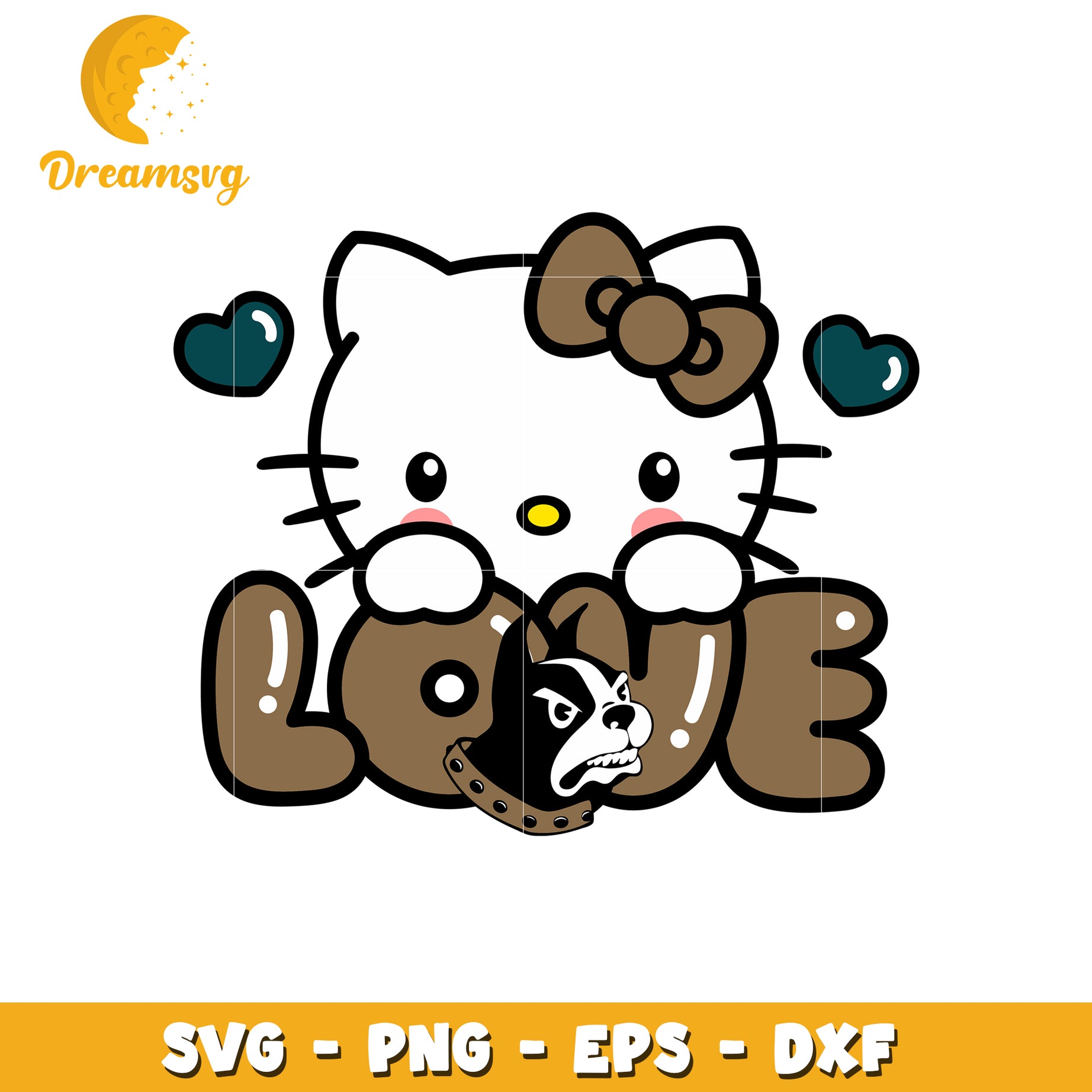 Hello Kitty Boston Terrier Love SVG