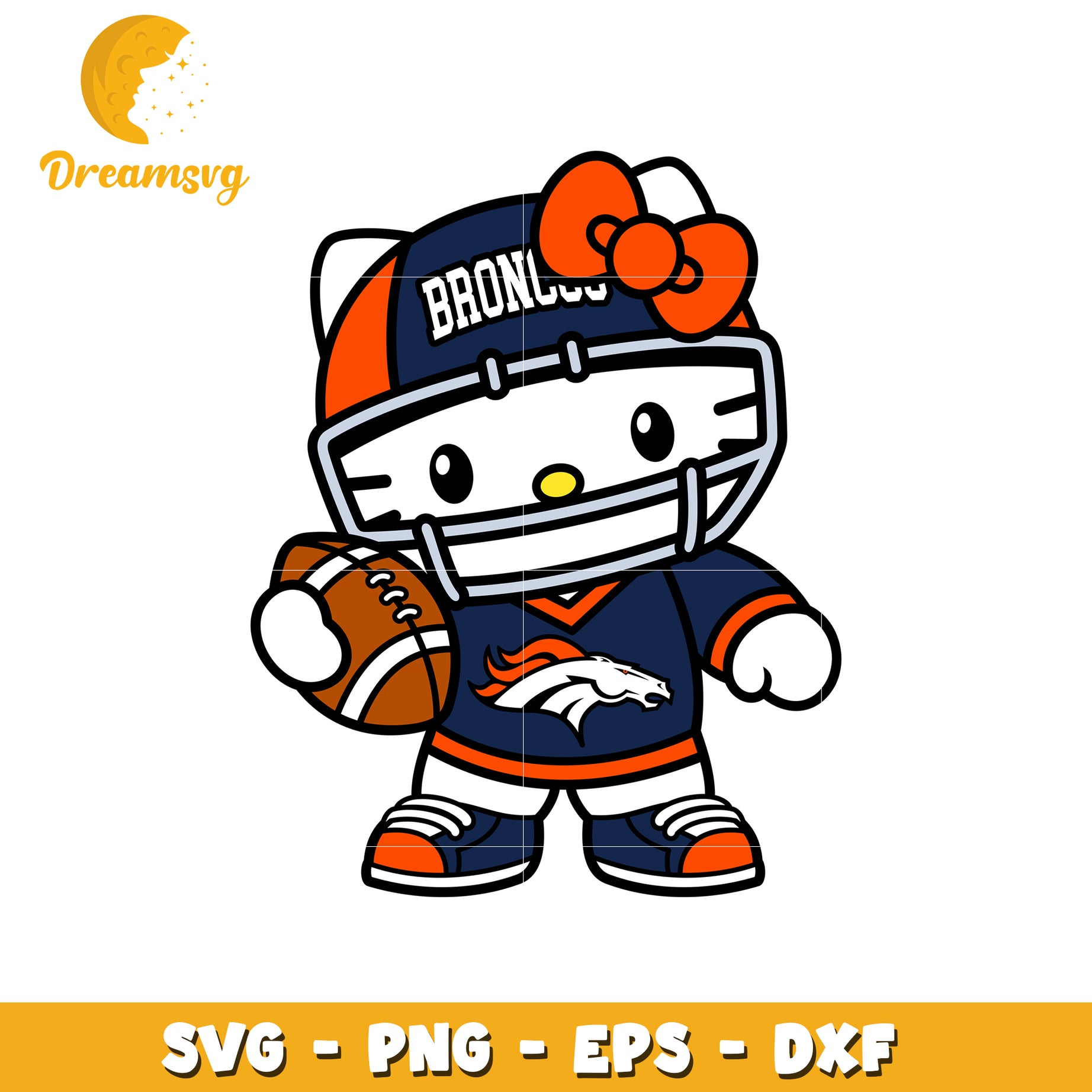 Hello Kitty Broncos Football SVG PNG EPS DXF