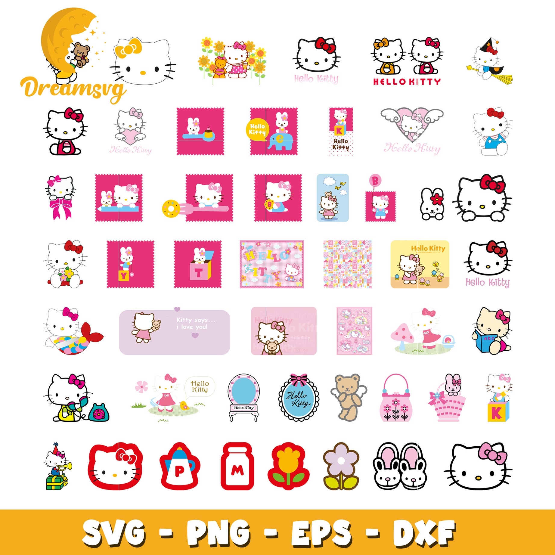 Sanrio hello kitty cartoon design bundle svg, hello kitty svg