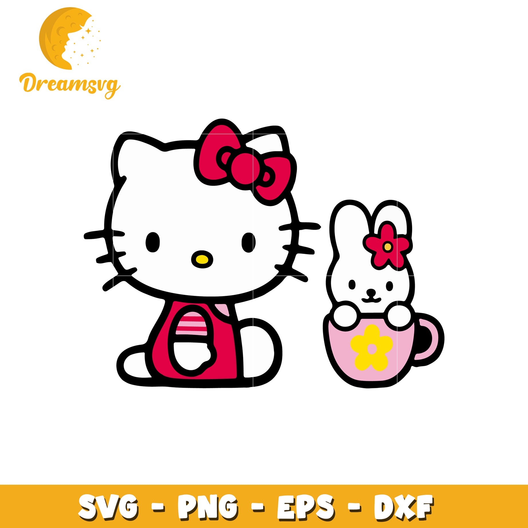 Hello Kitty Bunny SVG Cut Files PNG EPS DXF