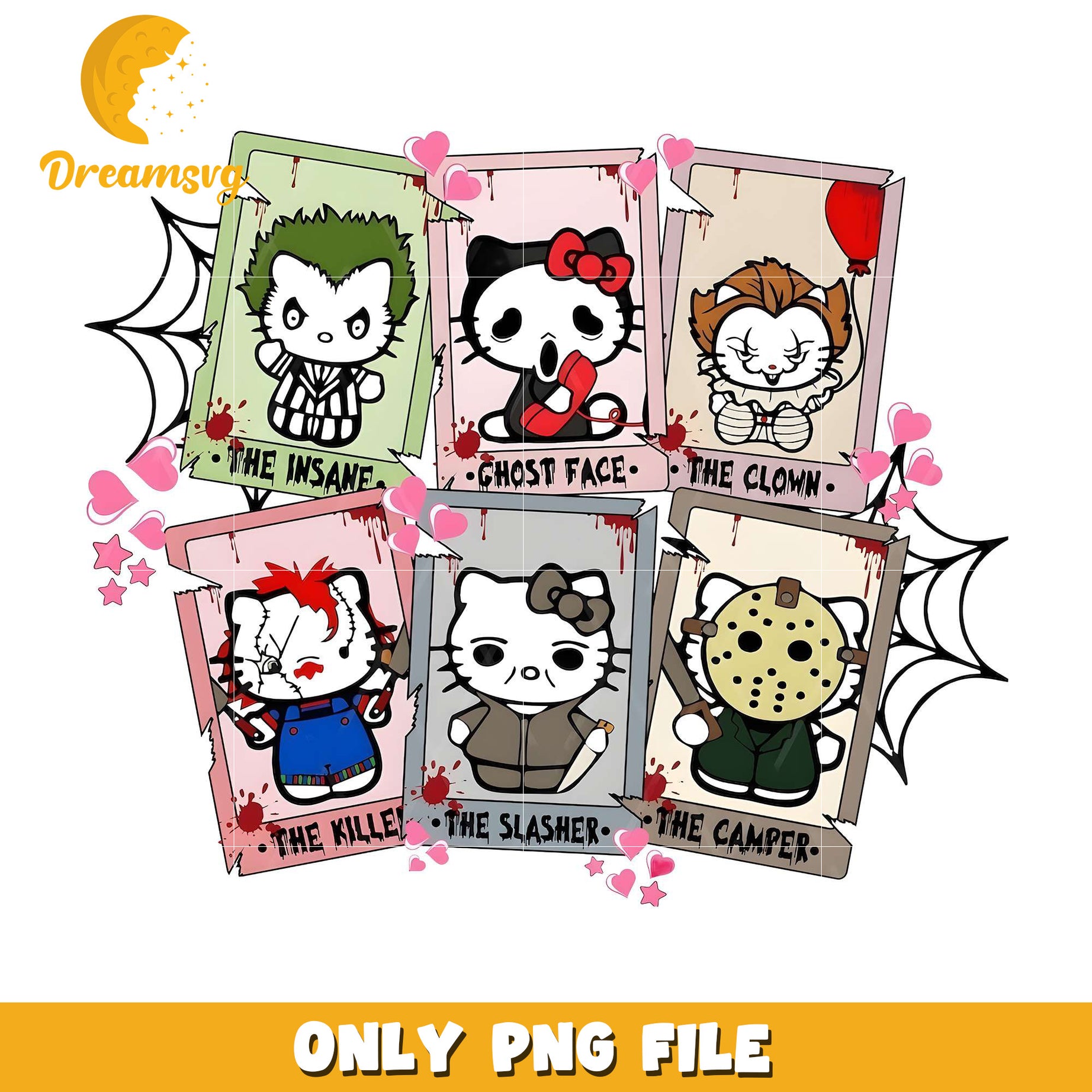 Hello Kitty Cats Horror Halloween Layered png, costumes in halloween​​​​ png, spooky season png