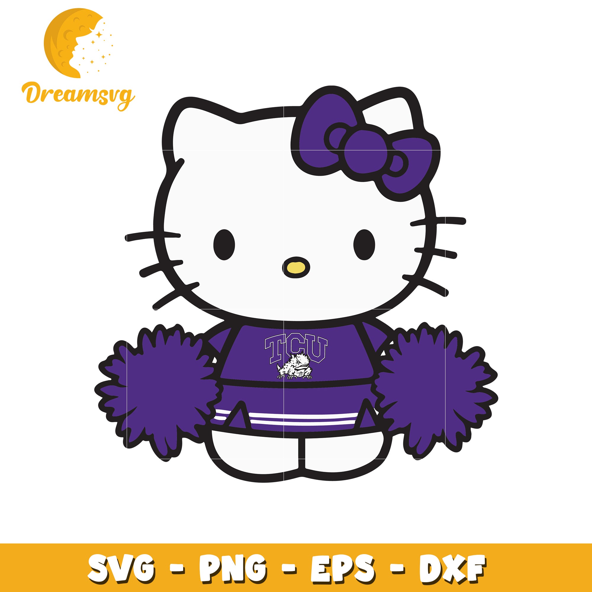 Hello Kitty Cheerleader SVG Design for TCU Fans