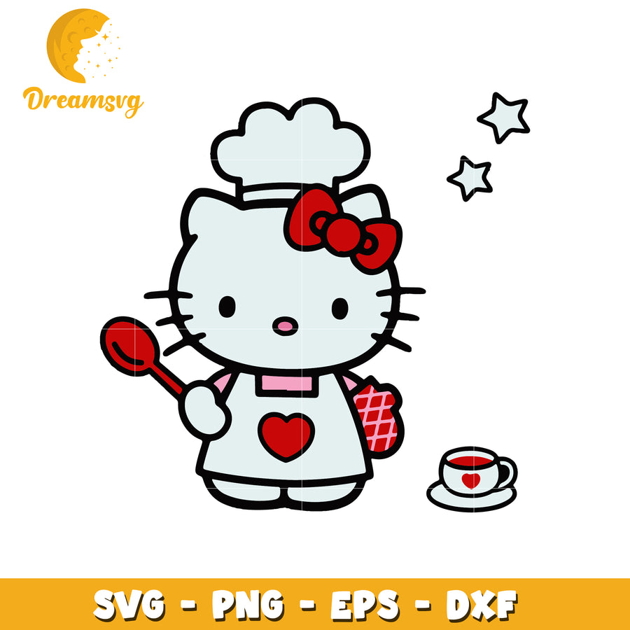 Hello Kitty Chef SVG PNG EPS DXF