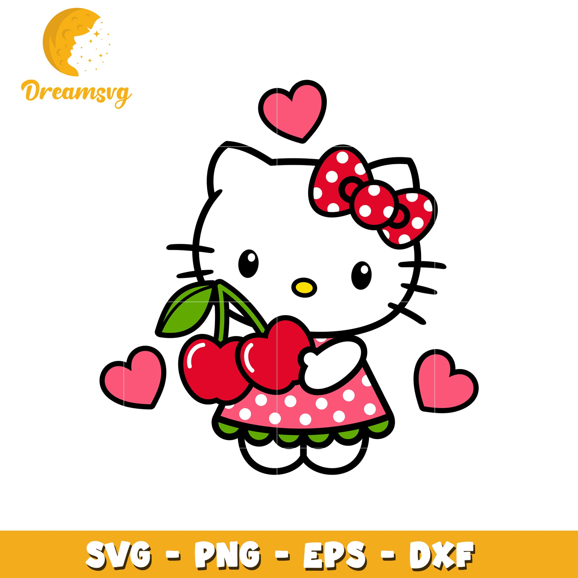 Hello Kitty Cherries SVG PNG EPS DXF
