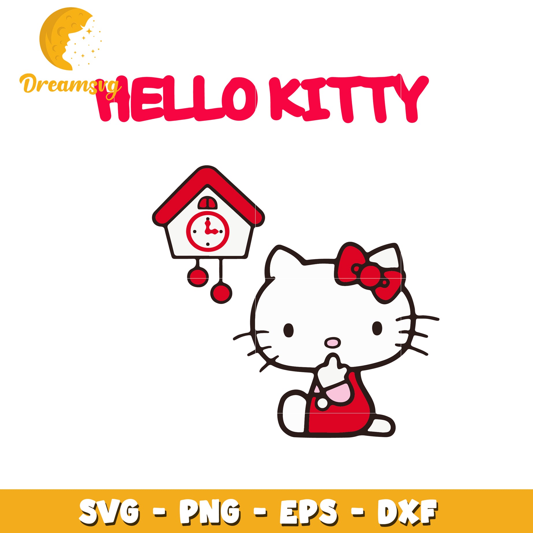 Hello Kitty Clock SVG Cut File