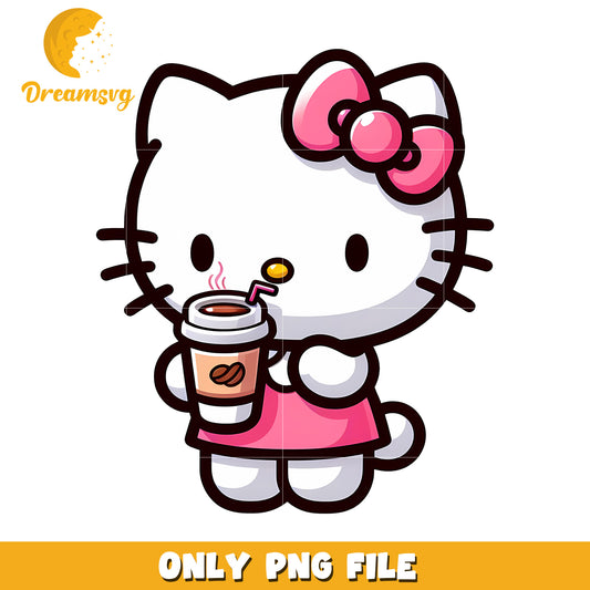 Hello Kitty Coffee PNG Cute Cartoon Clipart