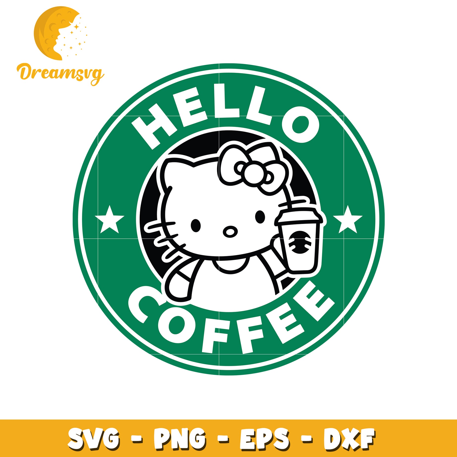 Hello Kitty Coffee SVG PNG EPS DXF