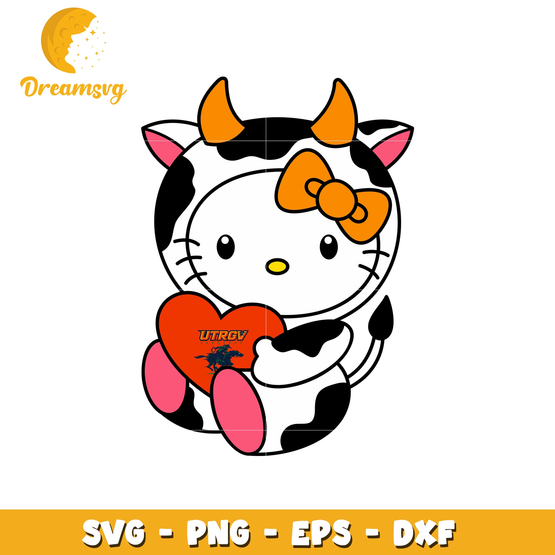 Hello Kitty Cow SVG Design with Heart and Bow