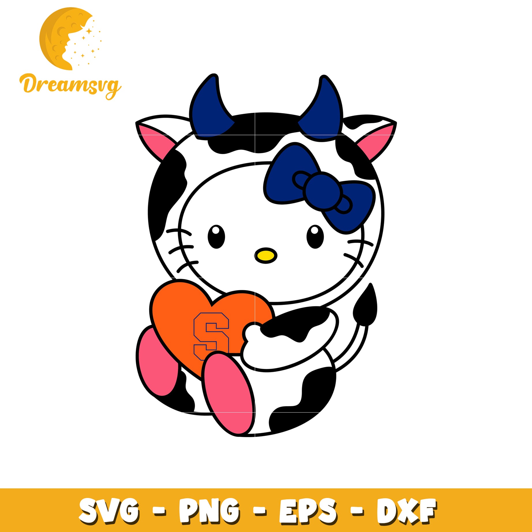 Hello Kitty Cow SVG Design with Heart for Fans