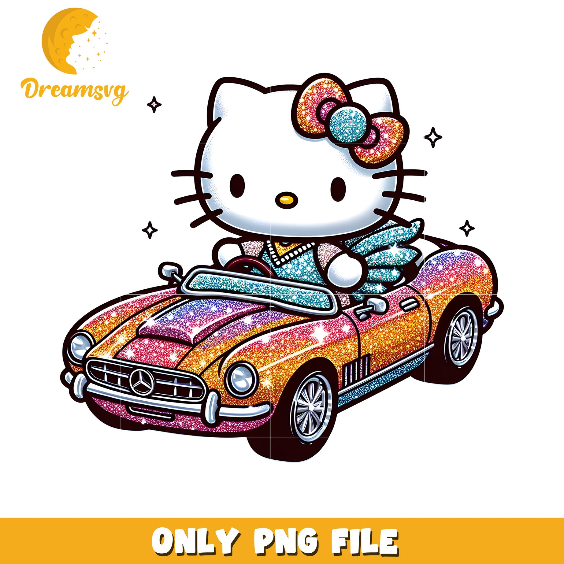 Hello Kitty Cute Car PNG Graphic for Fun Craft Projects