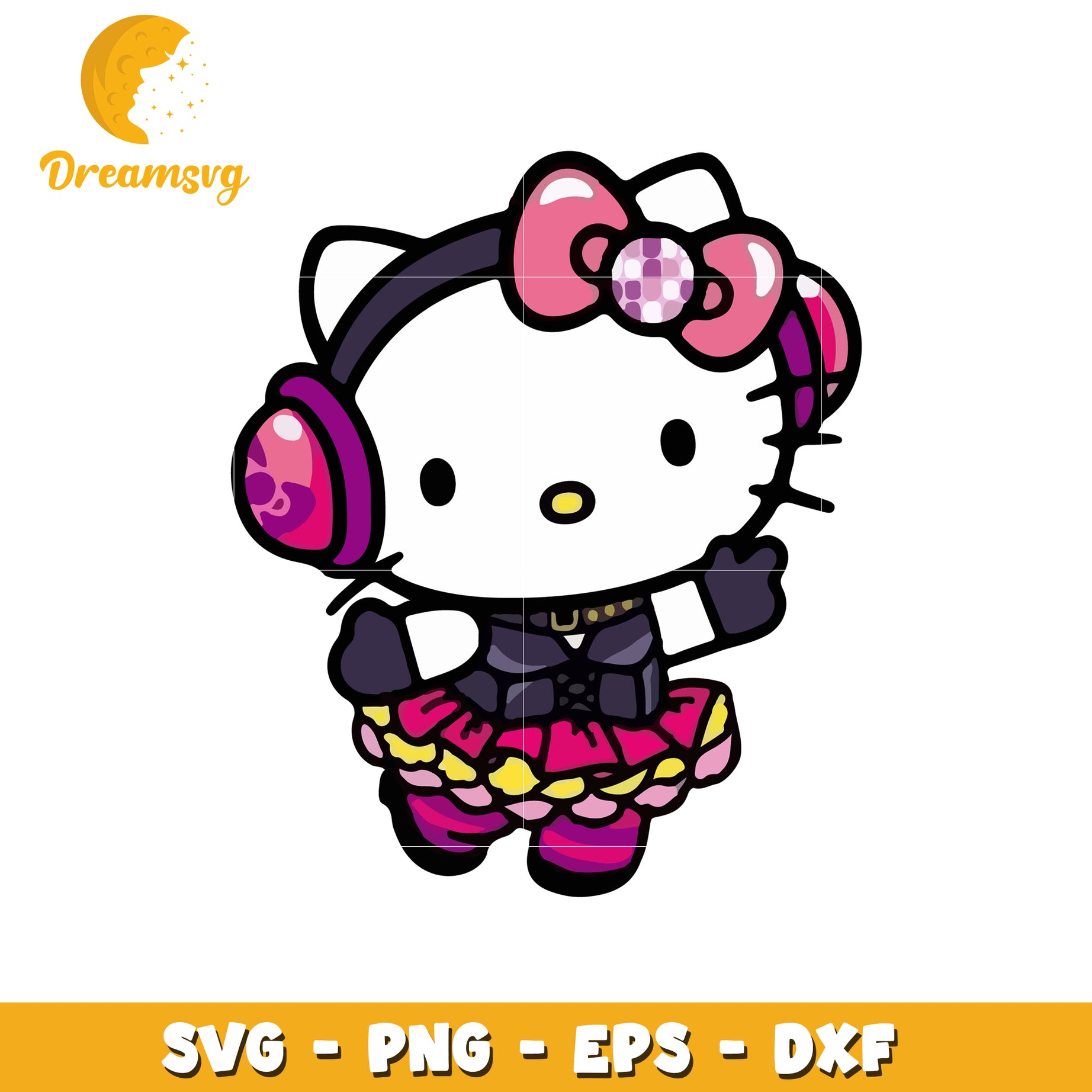 Hello Kitty DJ SVG PNG EPS DXF Cut File