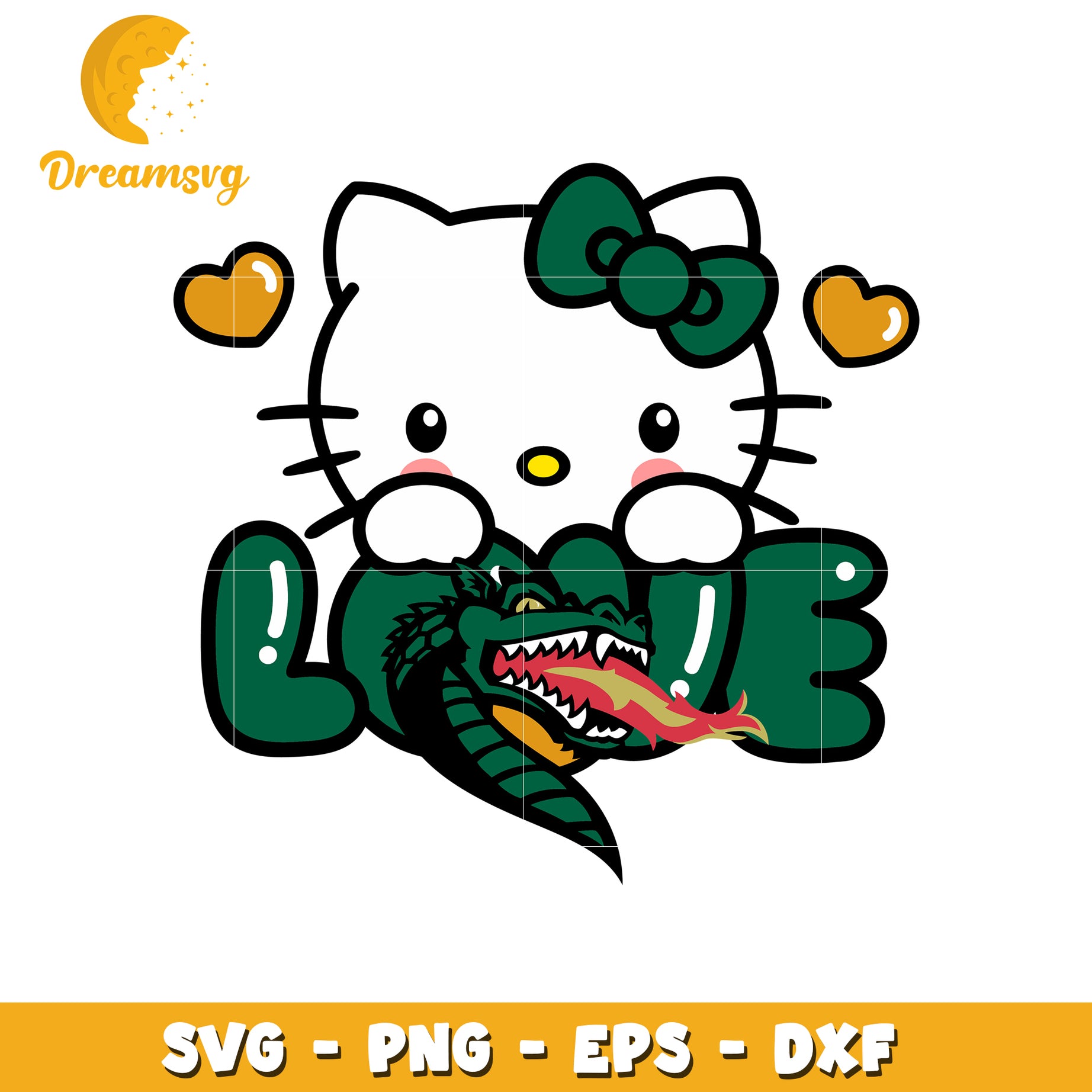 Hello Kitty Dragon Love SVG