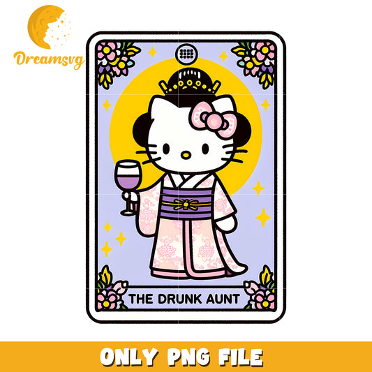 Hello Kitty Drunk Aunt PNG Card Design
