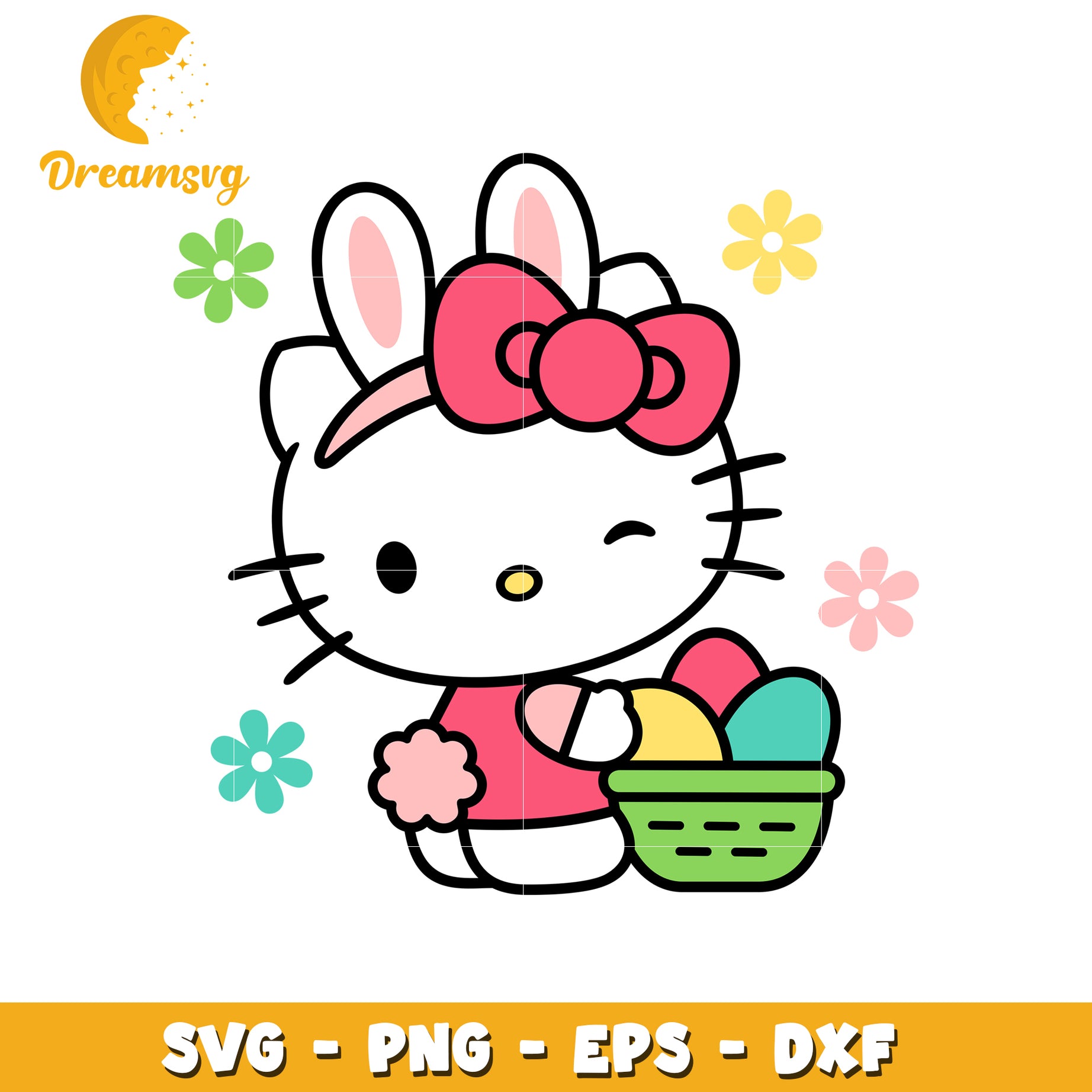 Hello Kitty Easter Bunny SVG PNG EPS DXF