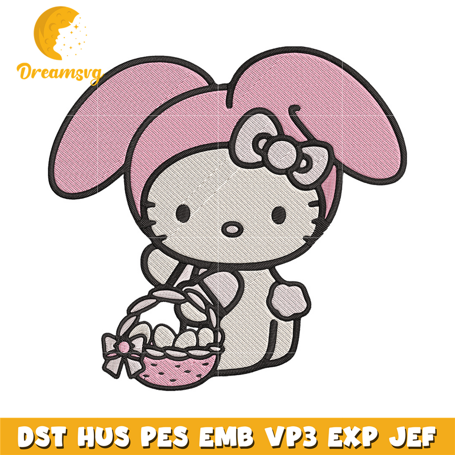 Hello Kitty Easter Embroidery Design