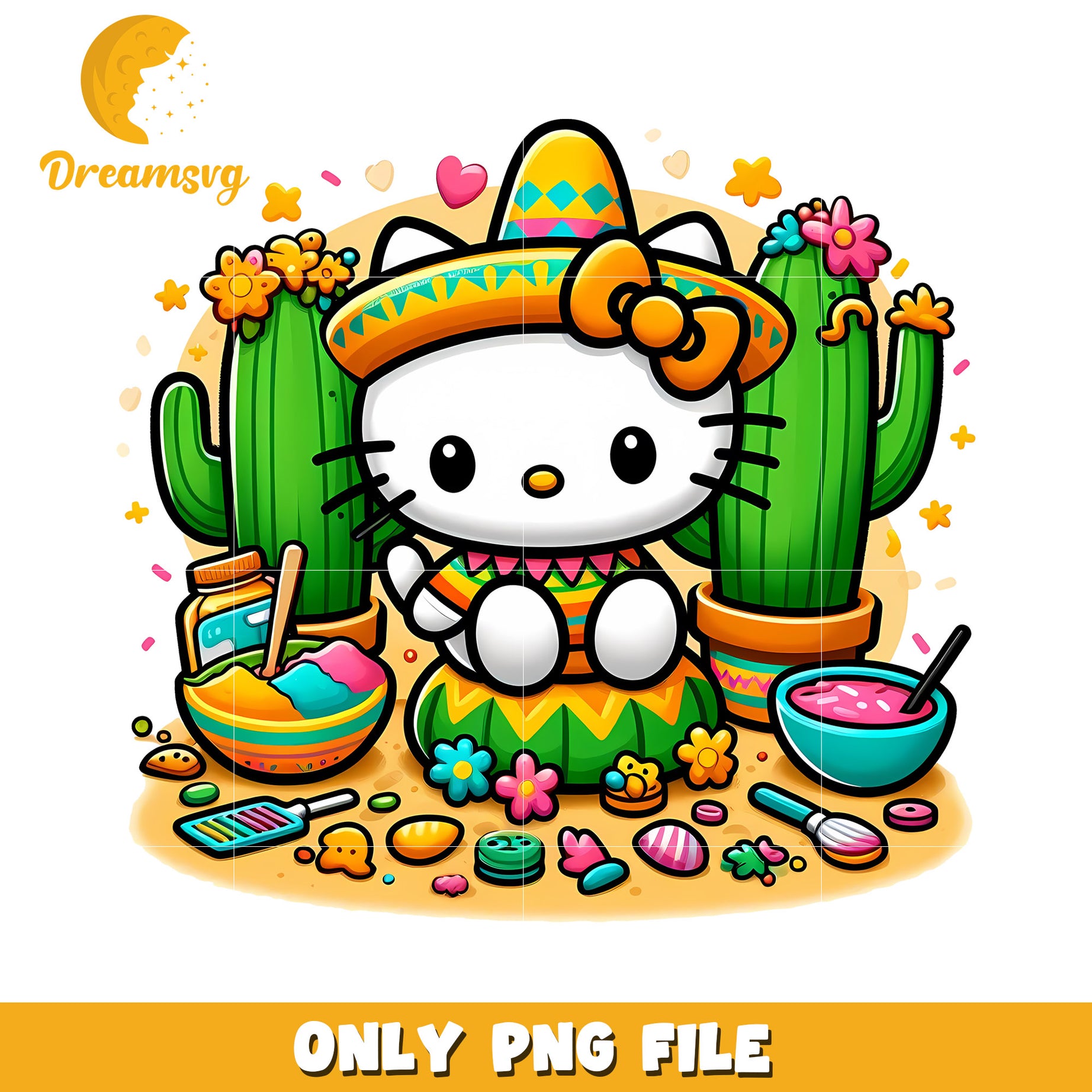Hello Kitty Fiesta Design Cute PNG File for Crafts and Prints